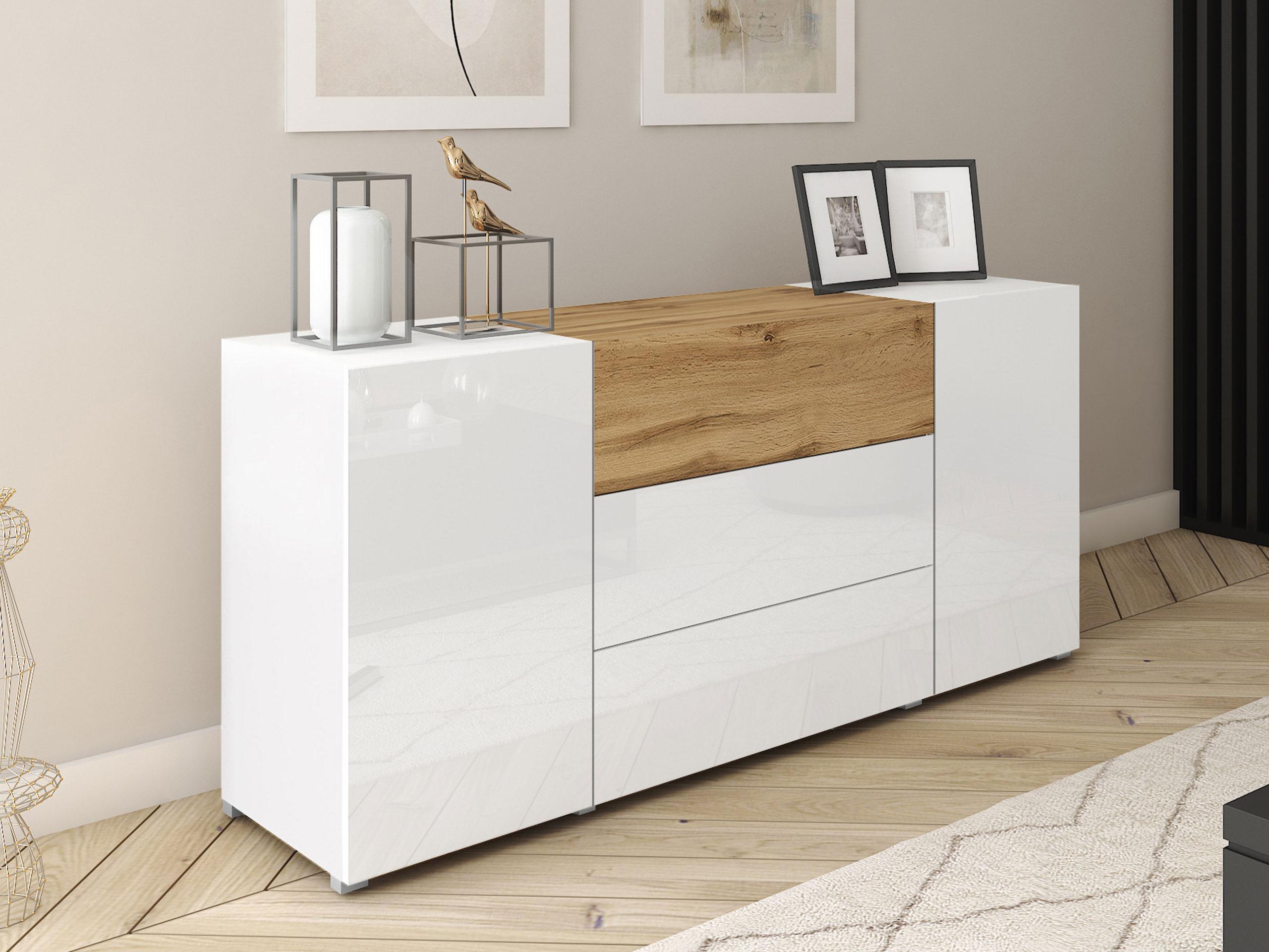 Chest of drawers Sarasota 191 (White + Wotan Oak)