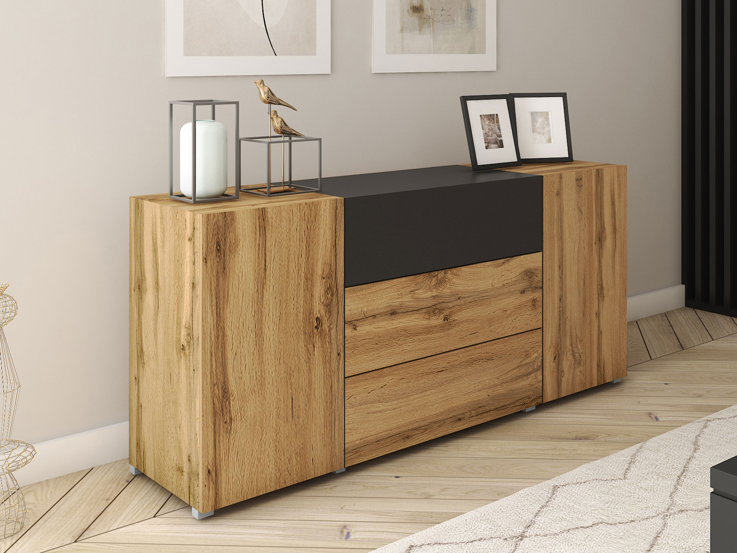 Chest of drawers Sarasota 191 (Wotan Oak + Graphite)