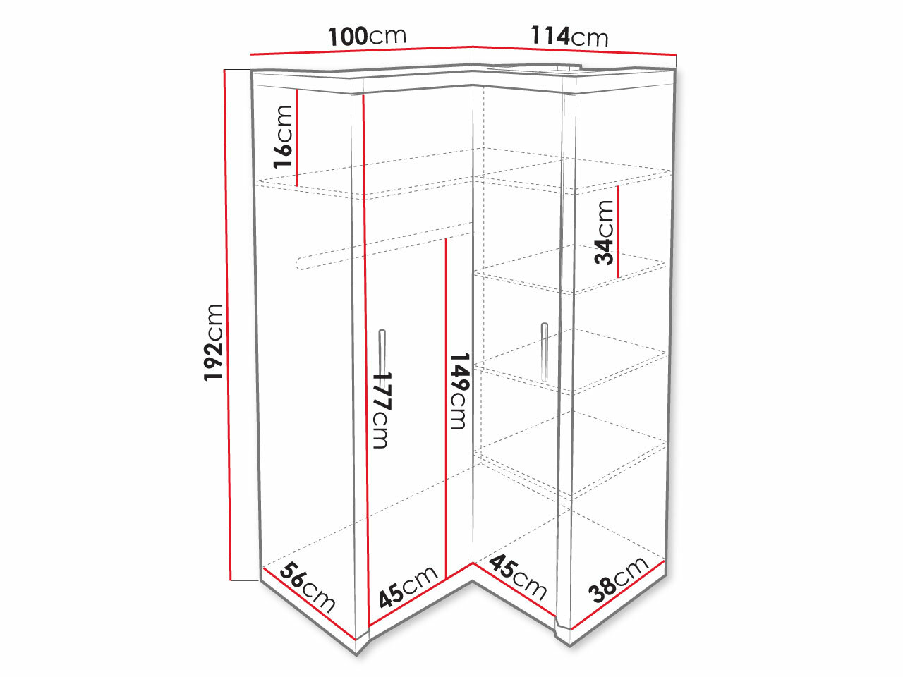 Corner wardrobe Lorelie 119 (Sonoma oak)