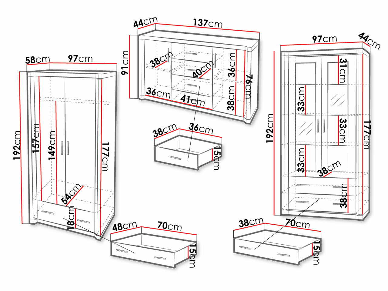 Living room set Lorelie 125 (Trufel oak)