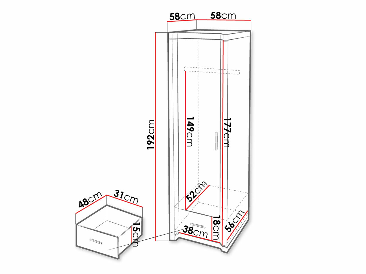 Wardrobe Lorelie 117 (Trufel oak)