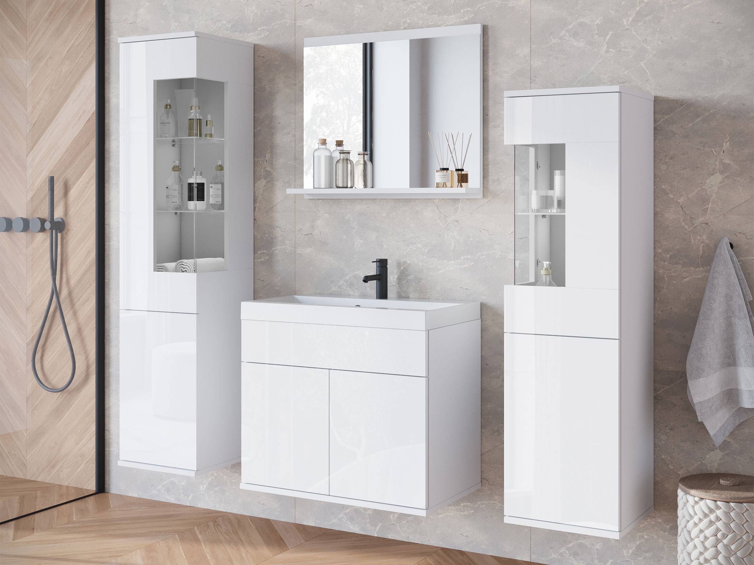 Bathroom set Sarasota 194 (White + Glossy white)