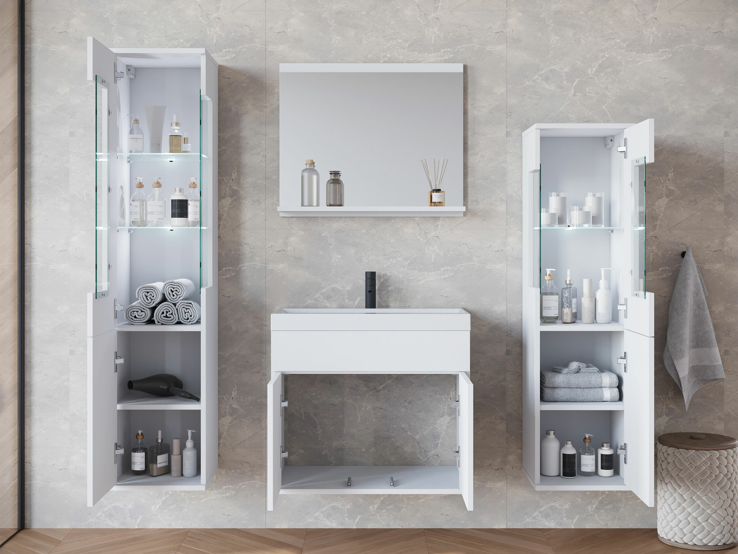 Bathroom set Sarasota 194 (White + Glossy white)