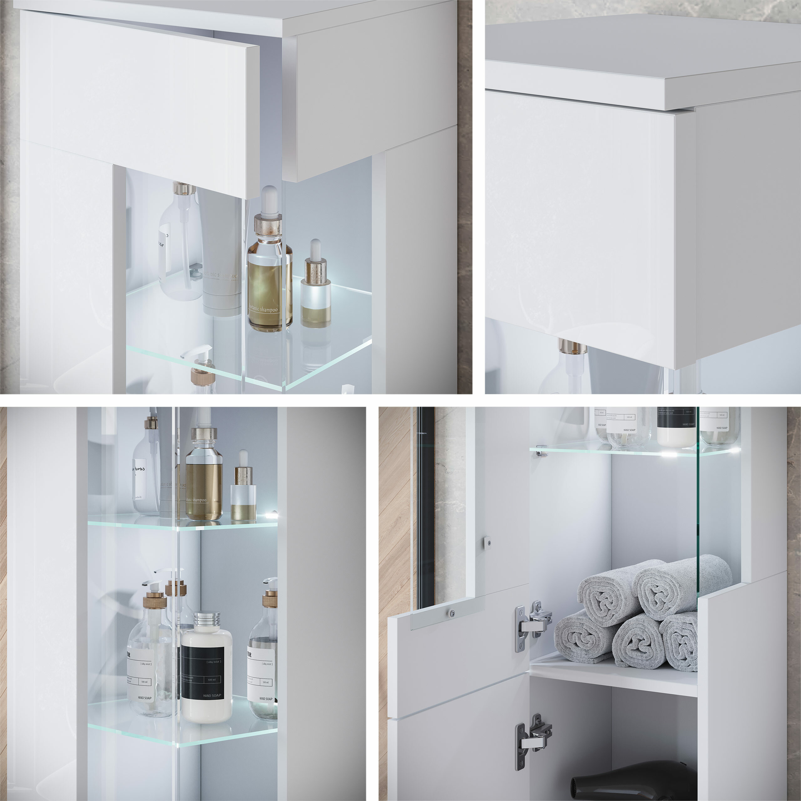 Bathroom set Sarasota 194 (White + Glossy white)