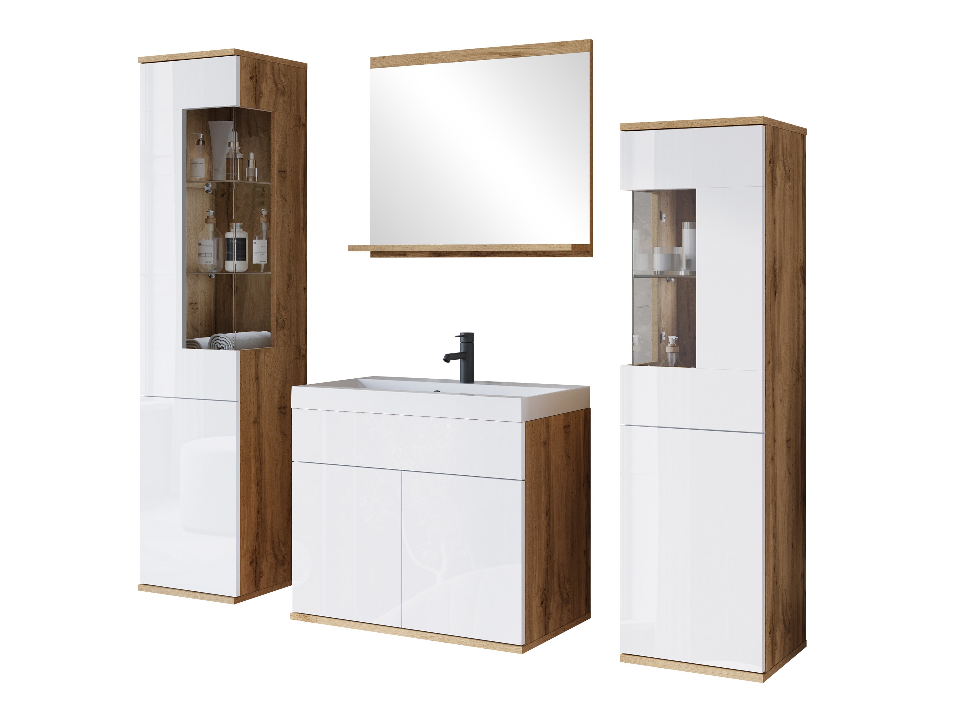Bathroom set Sarasota 194 (Wotan Oak + Glossy white)