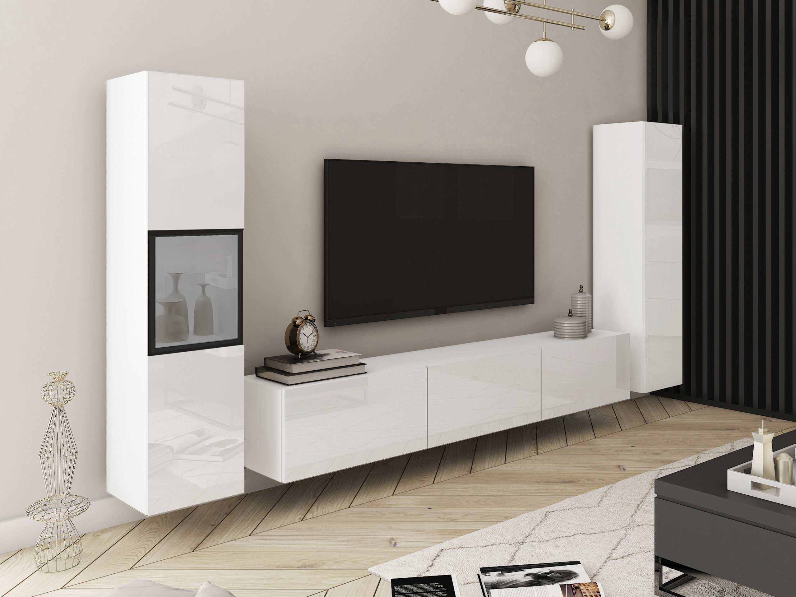 Living room set Sarasota 193 (White + Glossy white)