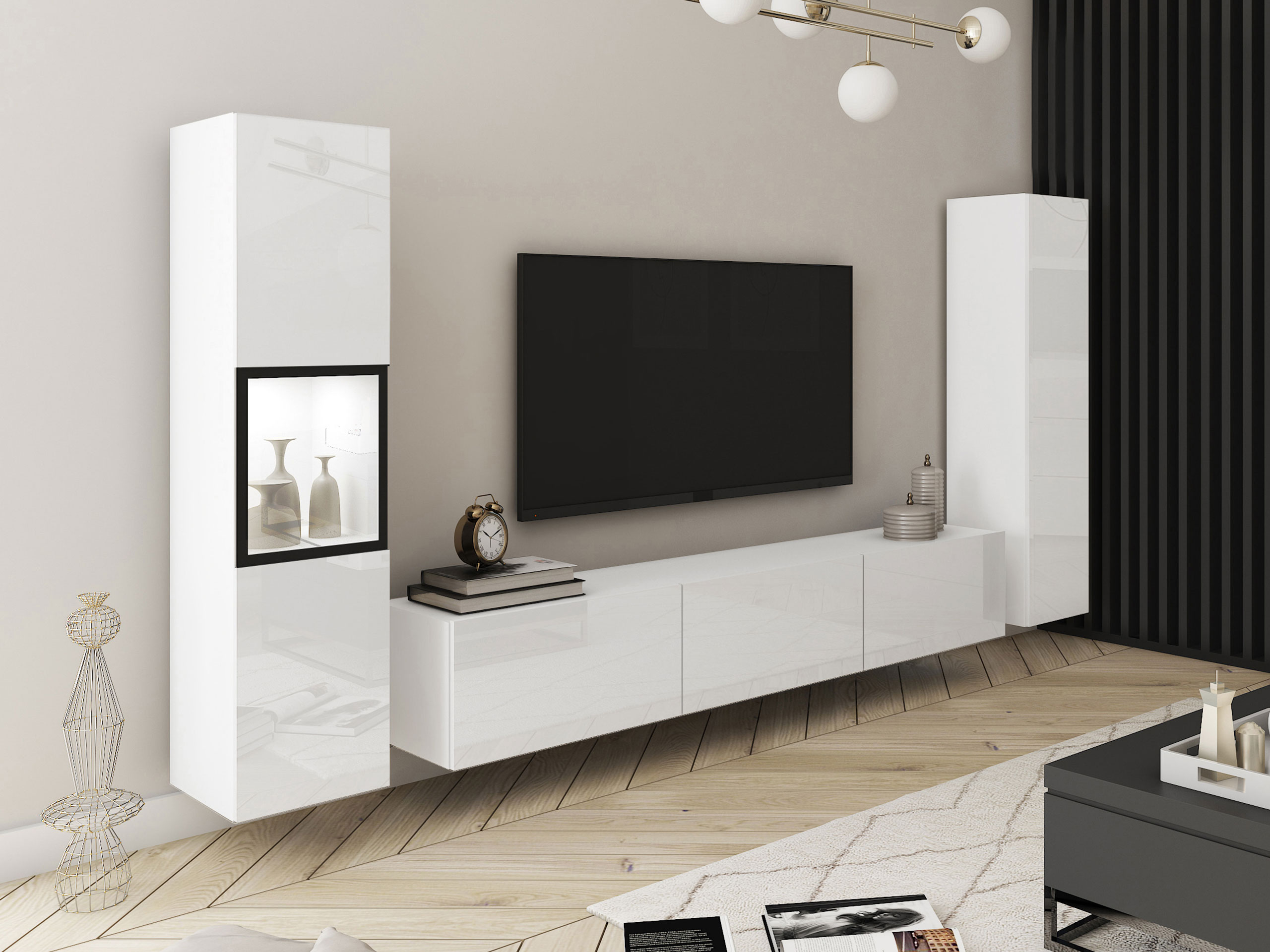 Living room set Sarasota 193 (White + Glossy white)