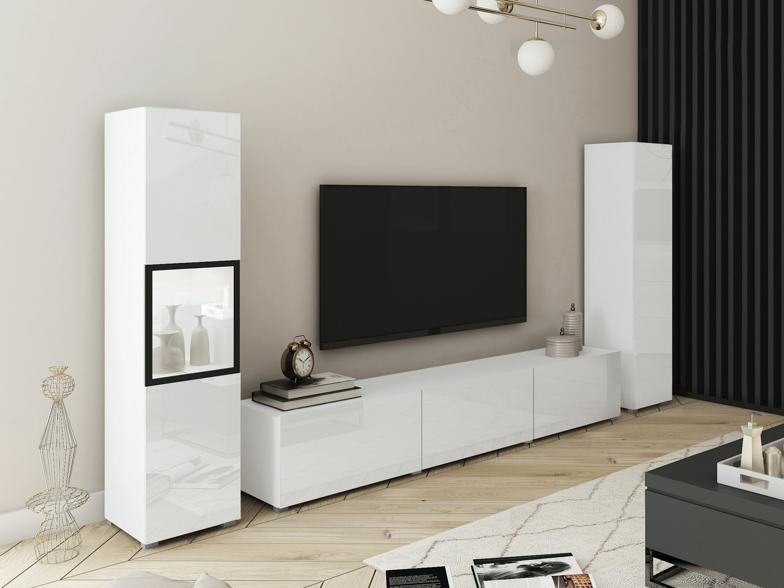 Living room set Sarasota 193 (White + Glossy white)