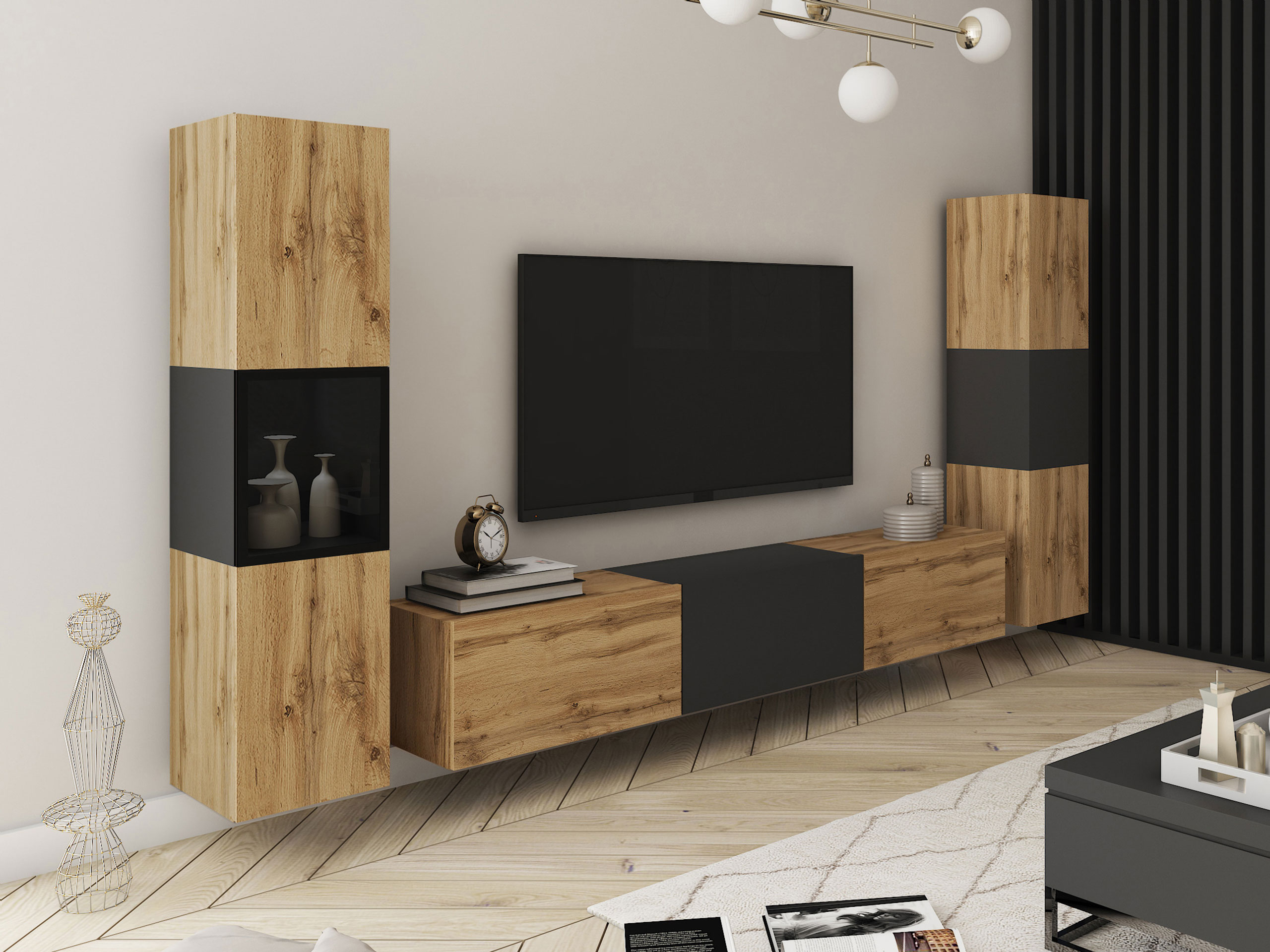 Living room set Sarasota 193 (Wotan Oak + Graphite)