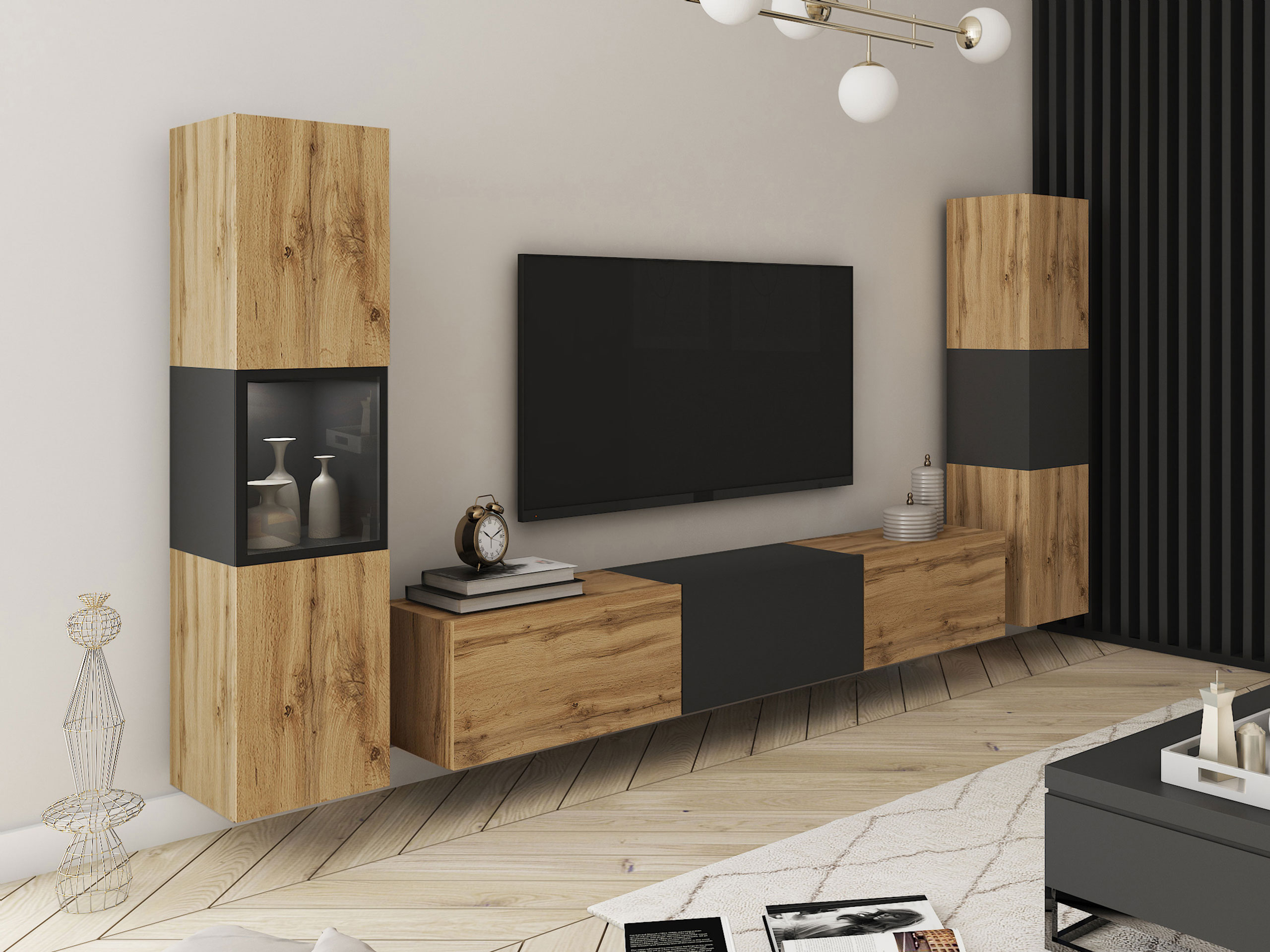 Living room set Sarasota 193 (Wotan Oak + Graphite)