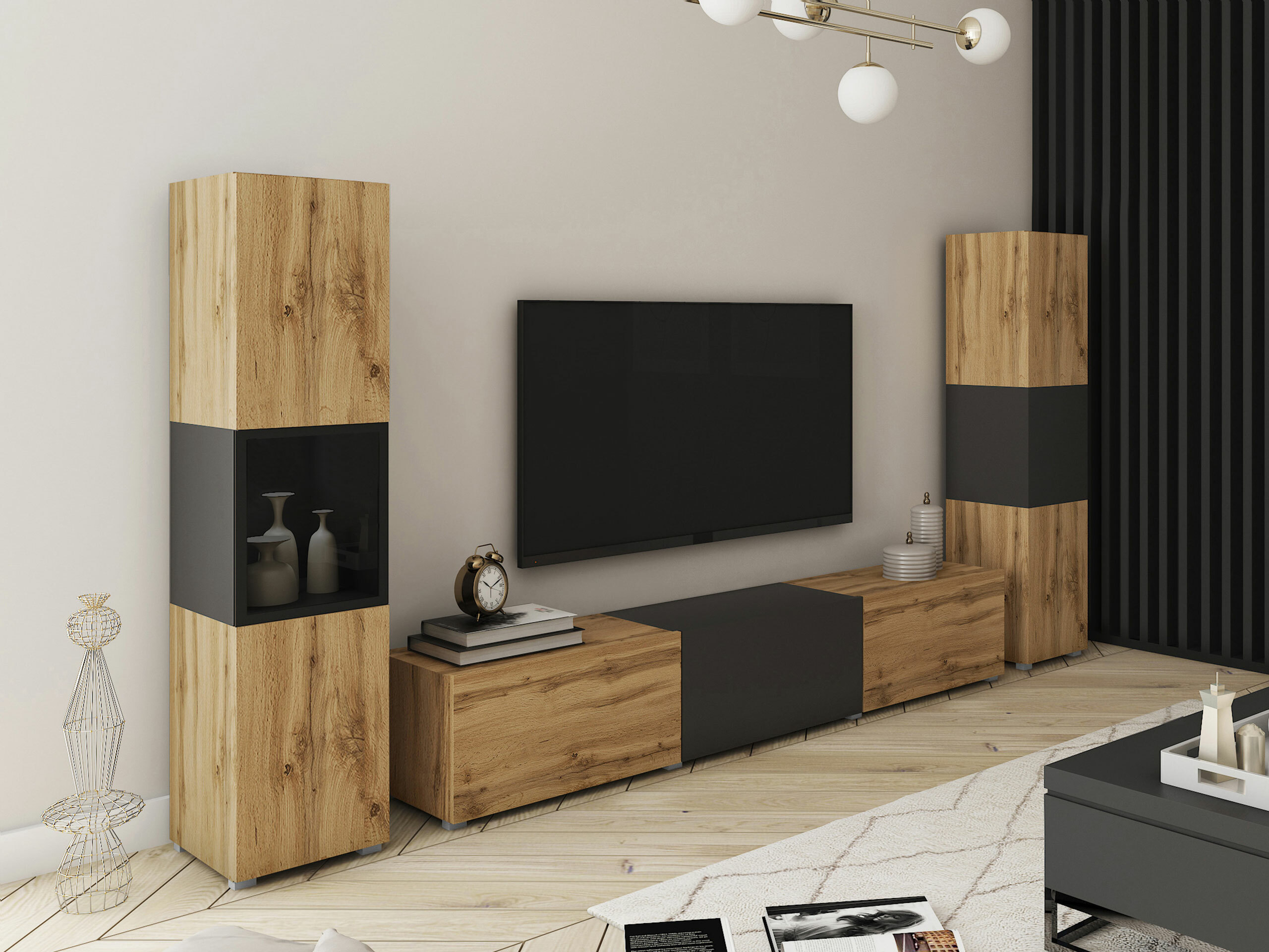 Living room set Sarasota 193 (Wotan Oak + Graphite)