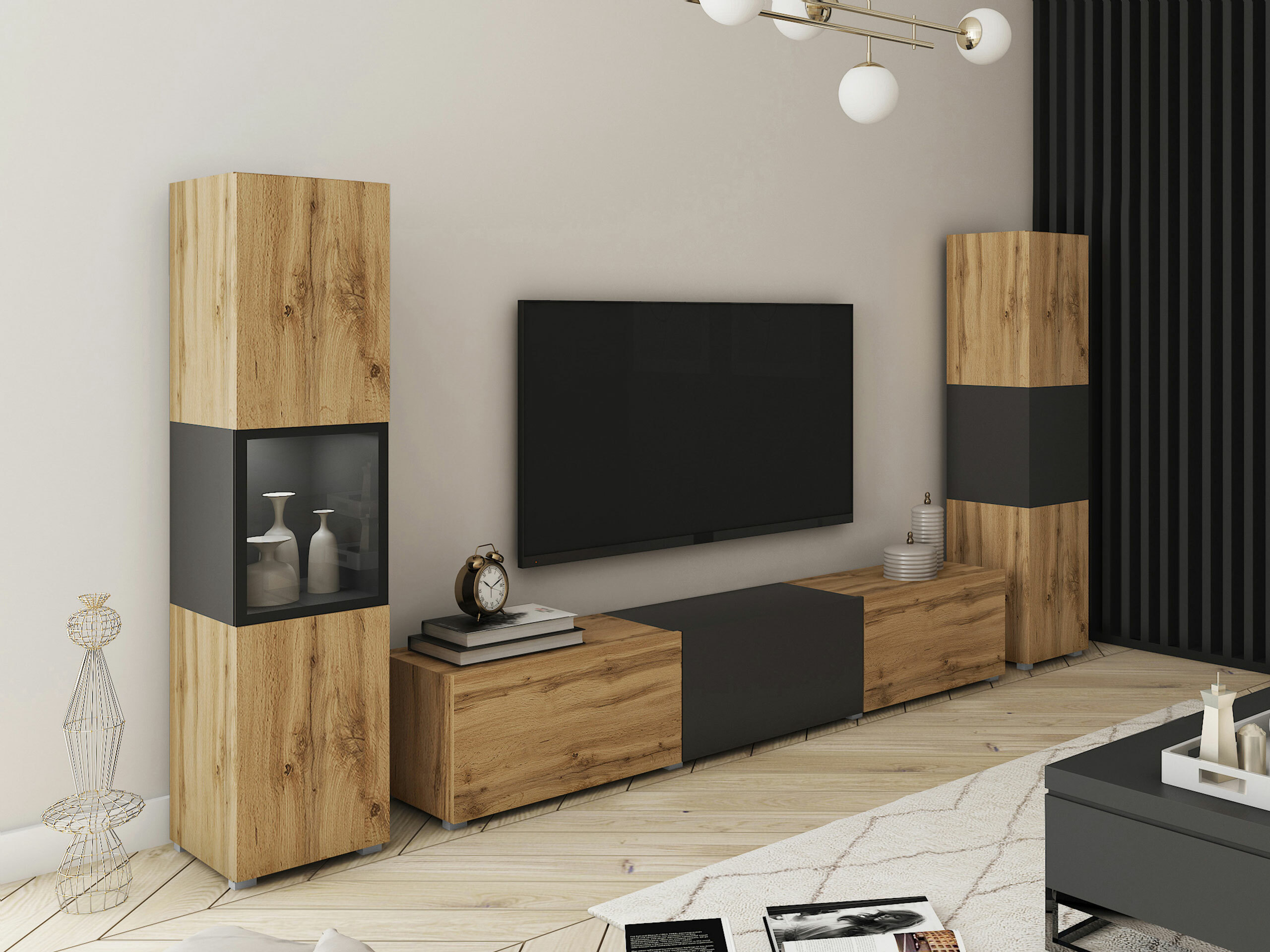 Living room set Sarasota 193 (Wotan Oak + Graphite)