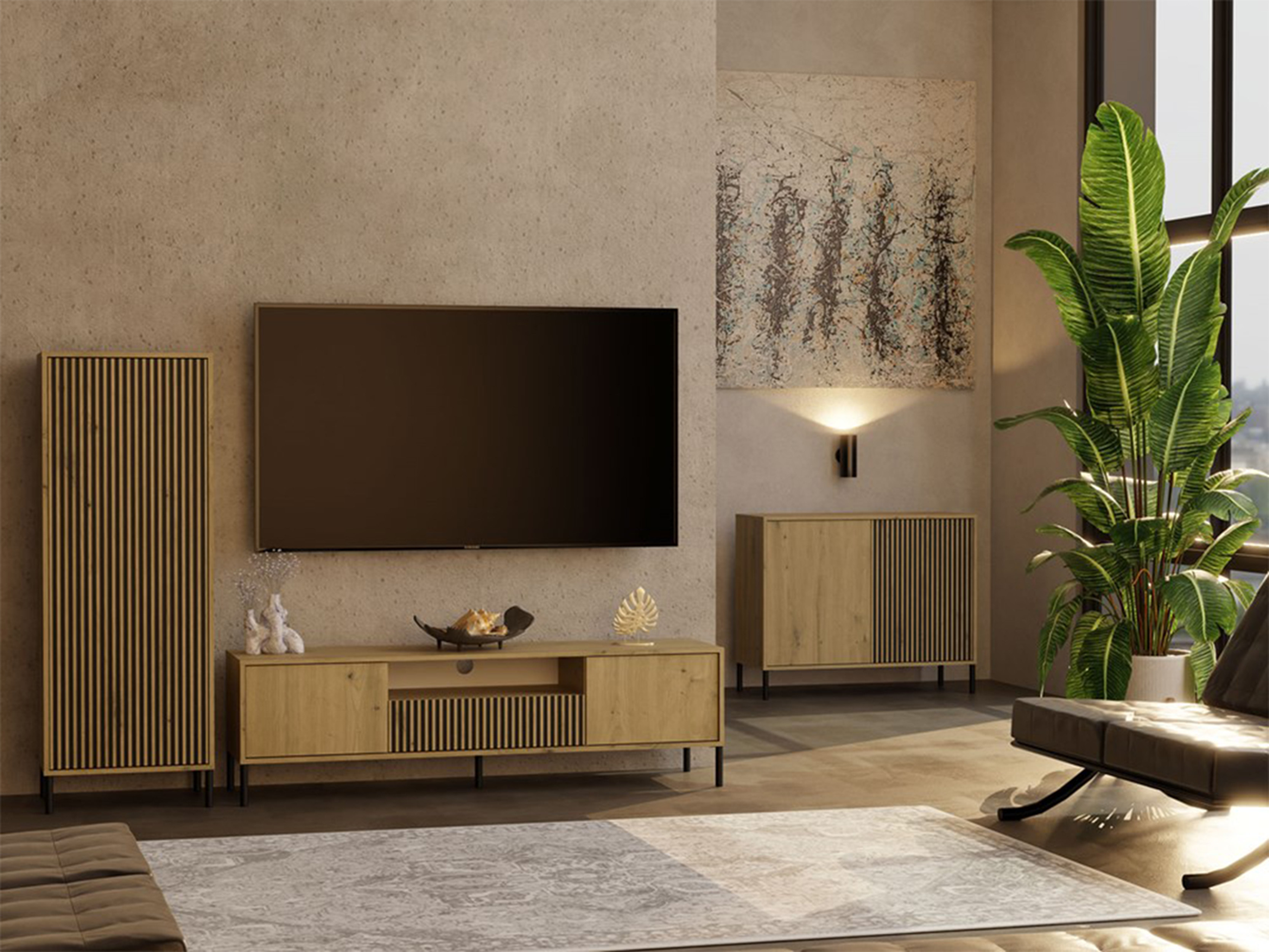 Sideboard Orlsone 109 (Artisan oak + Black)