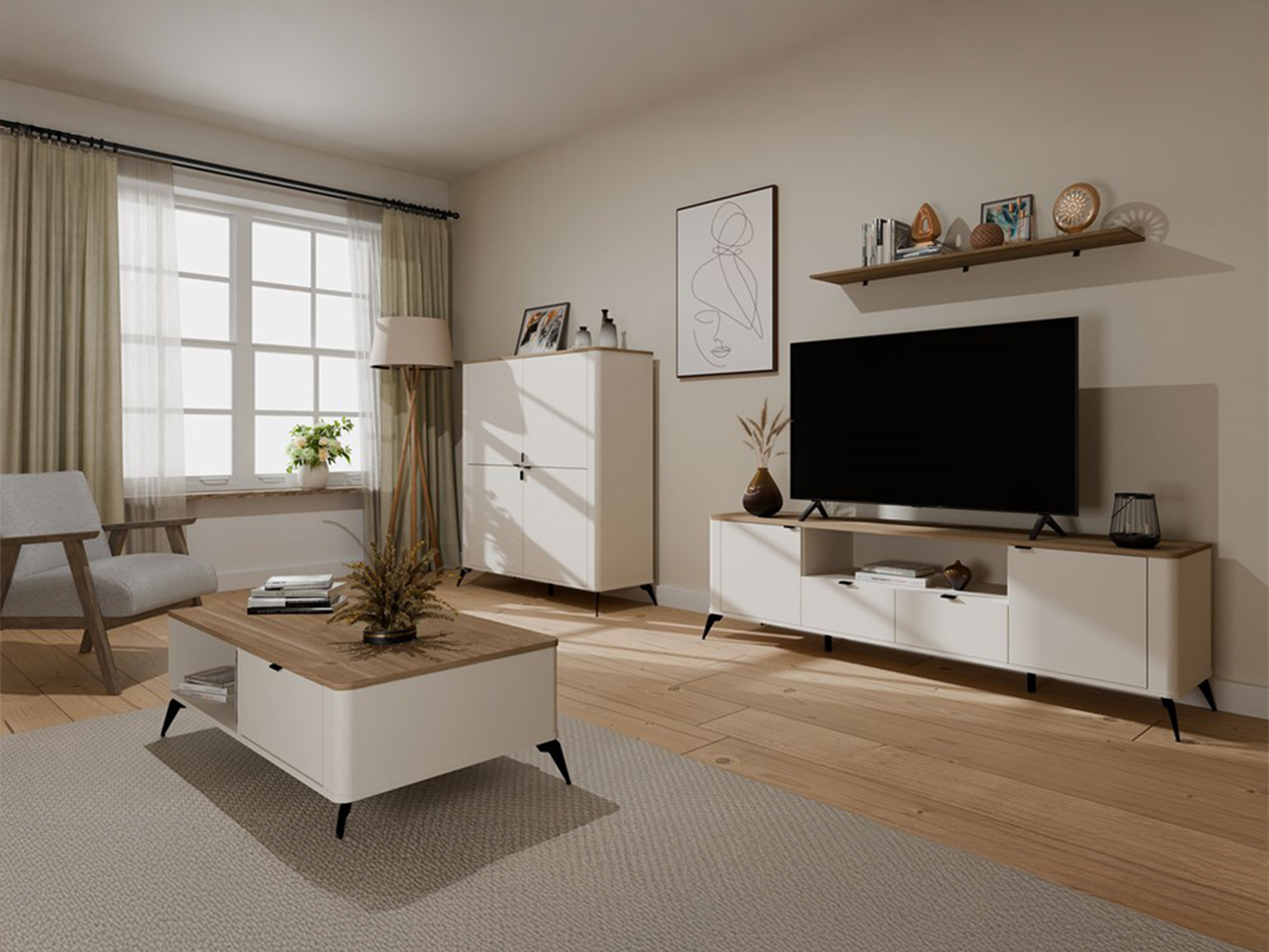 TV stand Soavie 108 (Cashmere + Oak)