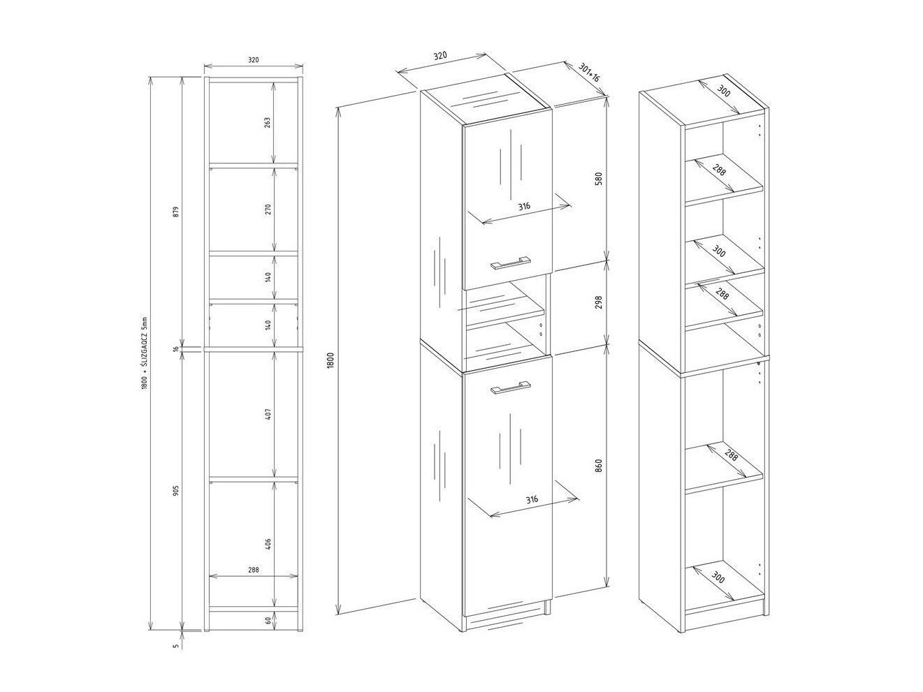 Standing bathroom cabinet Mandeville 152 (White + White gloss)