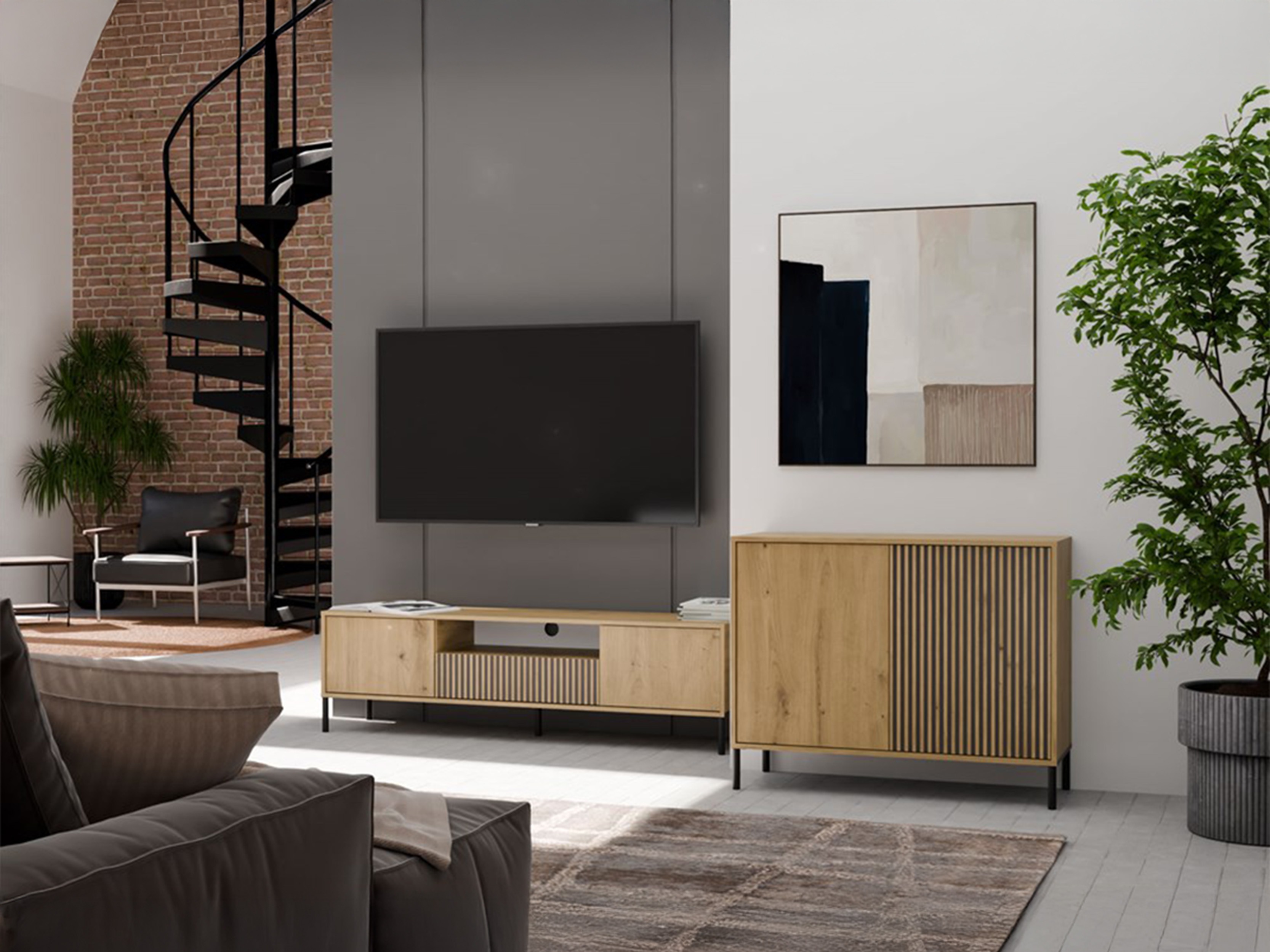 Sideboard Orlsone 109 (Artisan oak + Black)