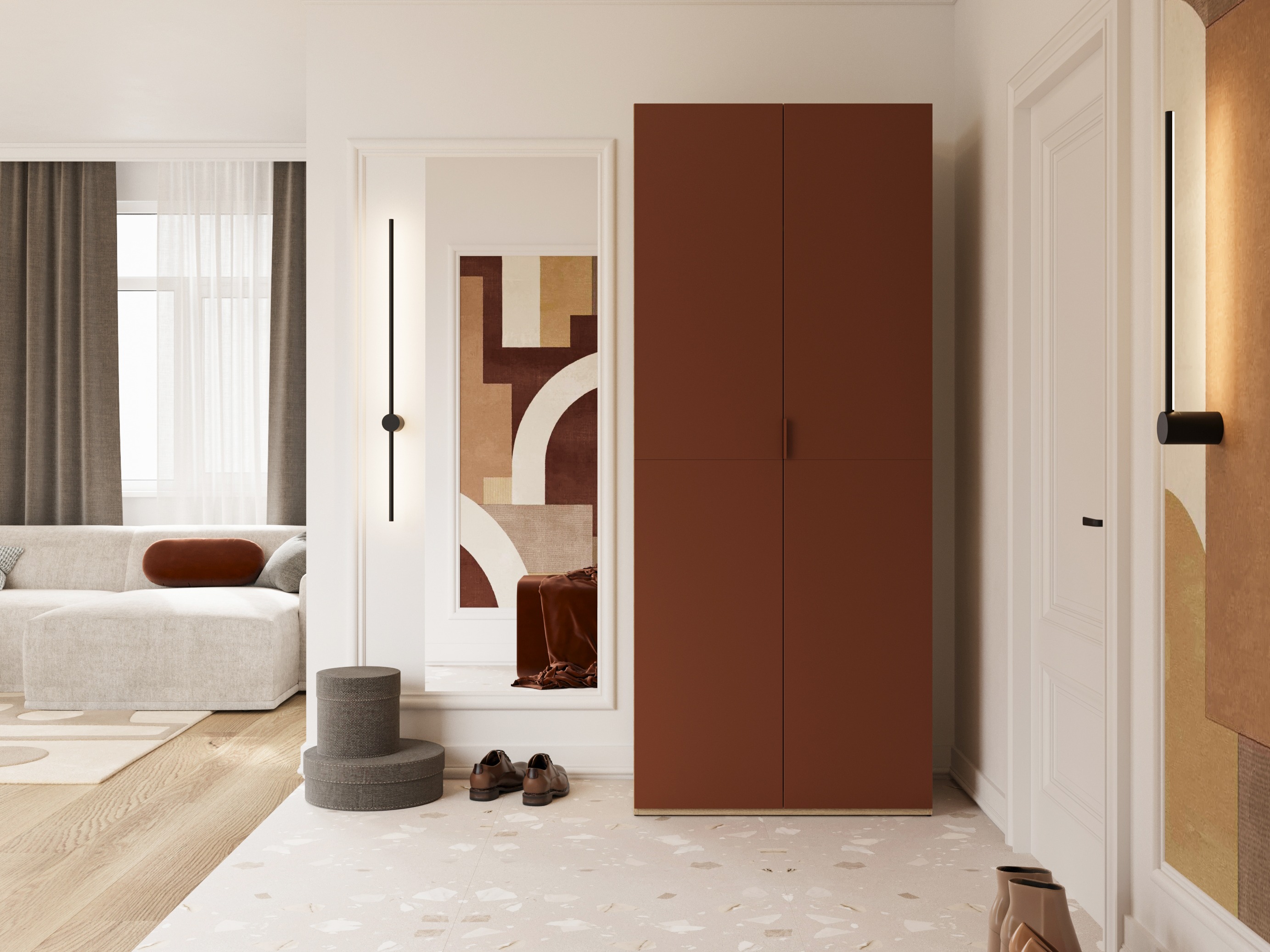 Wardrobe Austin 387 (Orange + Oak)