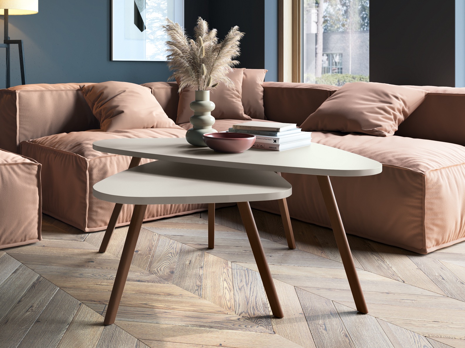 Nest of coffee tables Ontario 202 (Cashmere + Walnut)