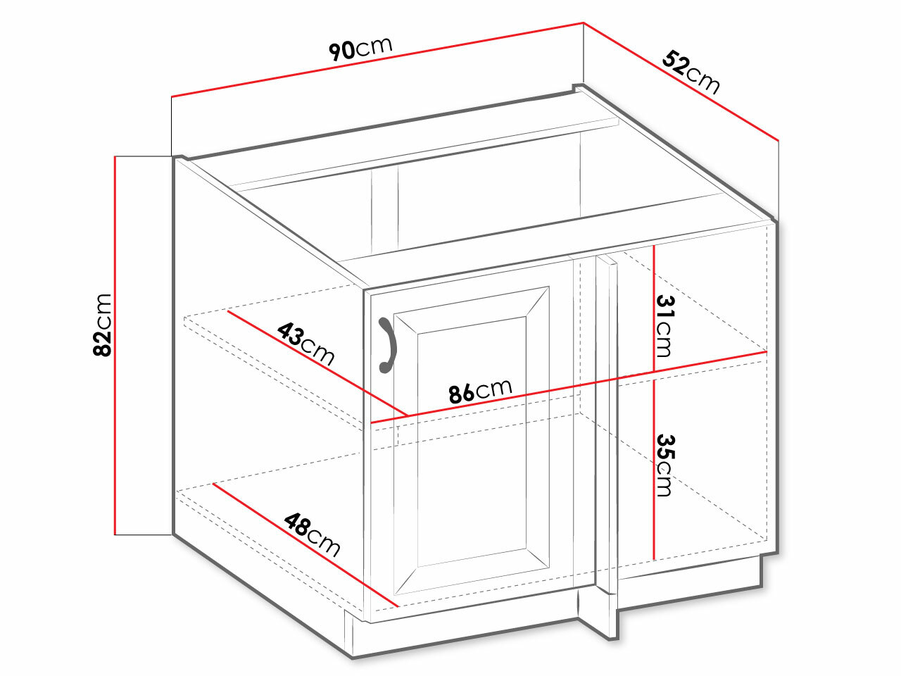 Modular cabinet with doors Retro White 100
