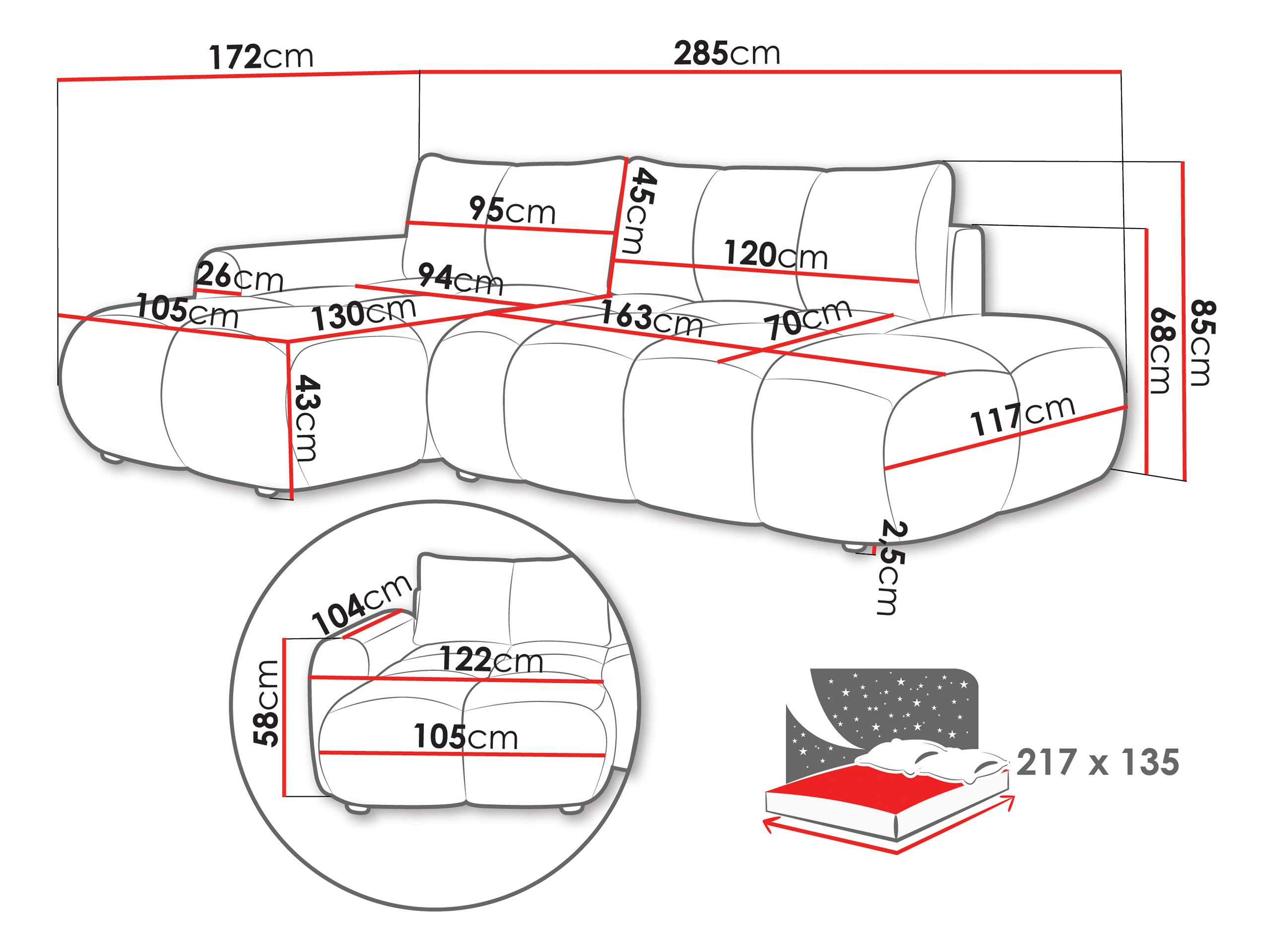 Corner sofa TrendyNest Ansera (Flow 06)