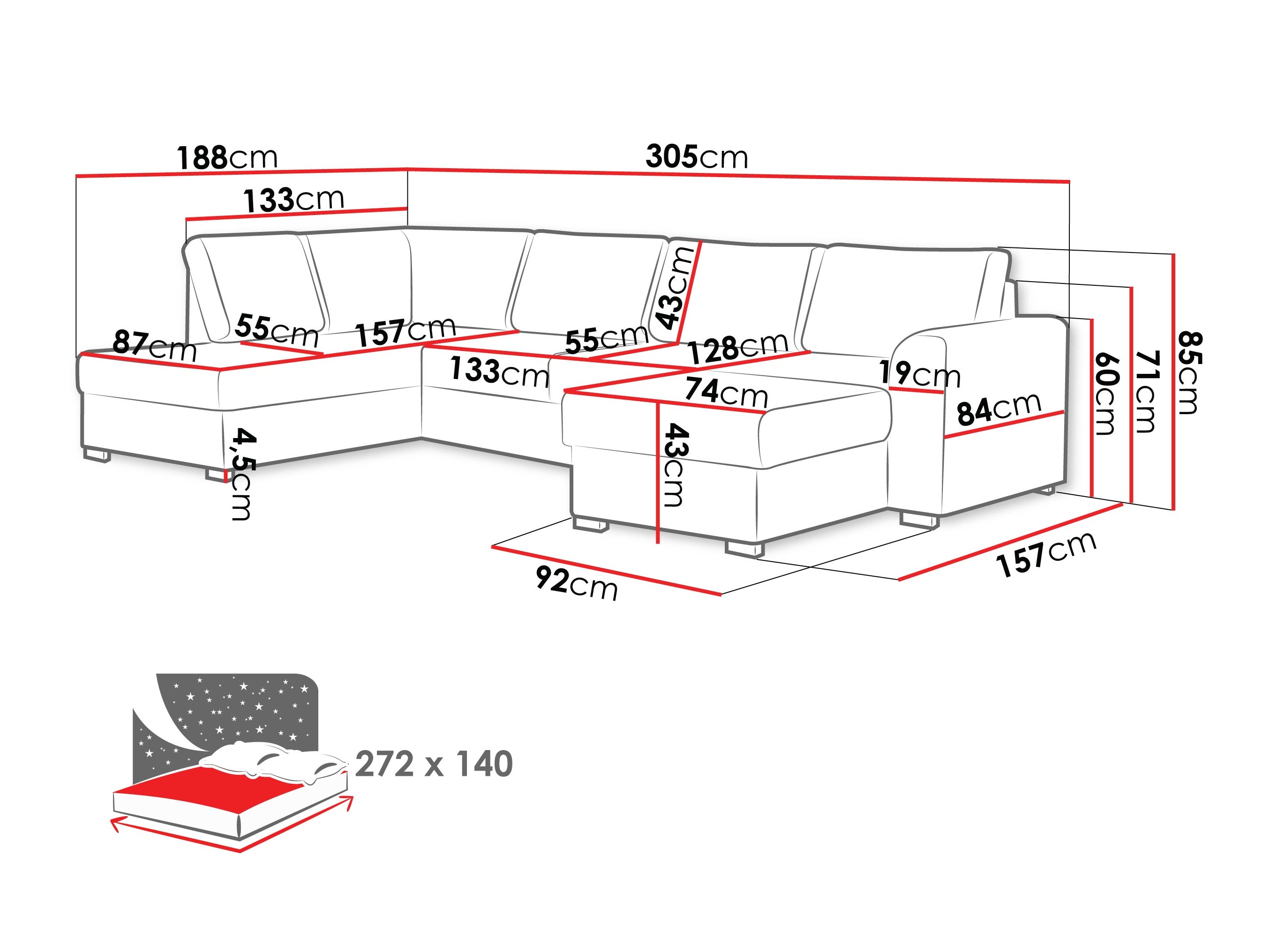 Corner sofa Comfivo 189 (Nazar 225.02)