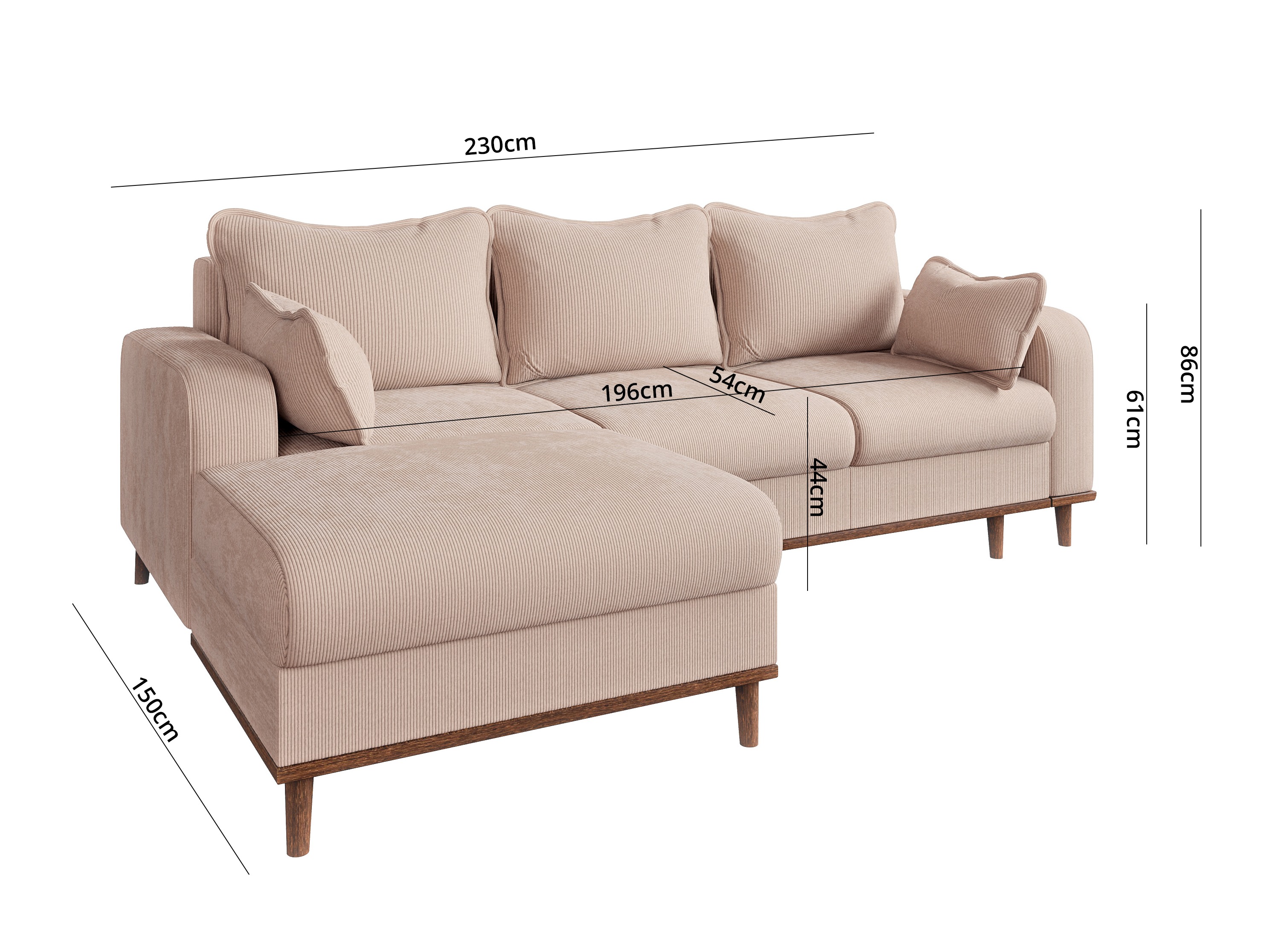 Corner sofa Rocklin 129 (Fjord 23)