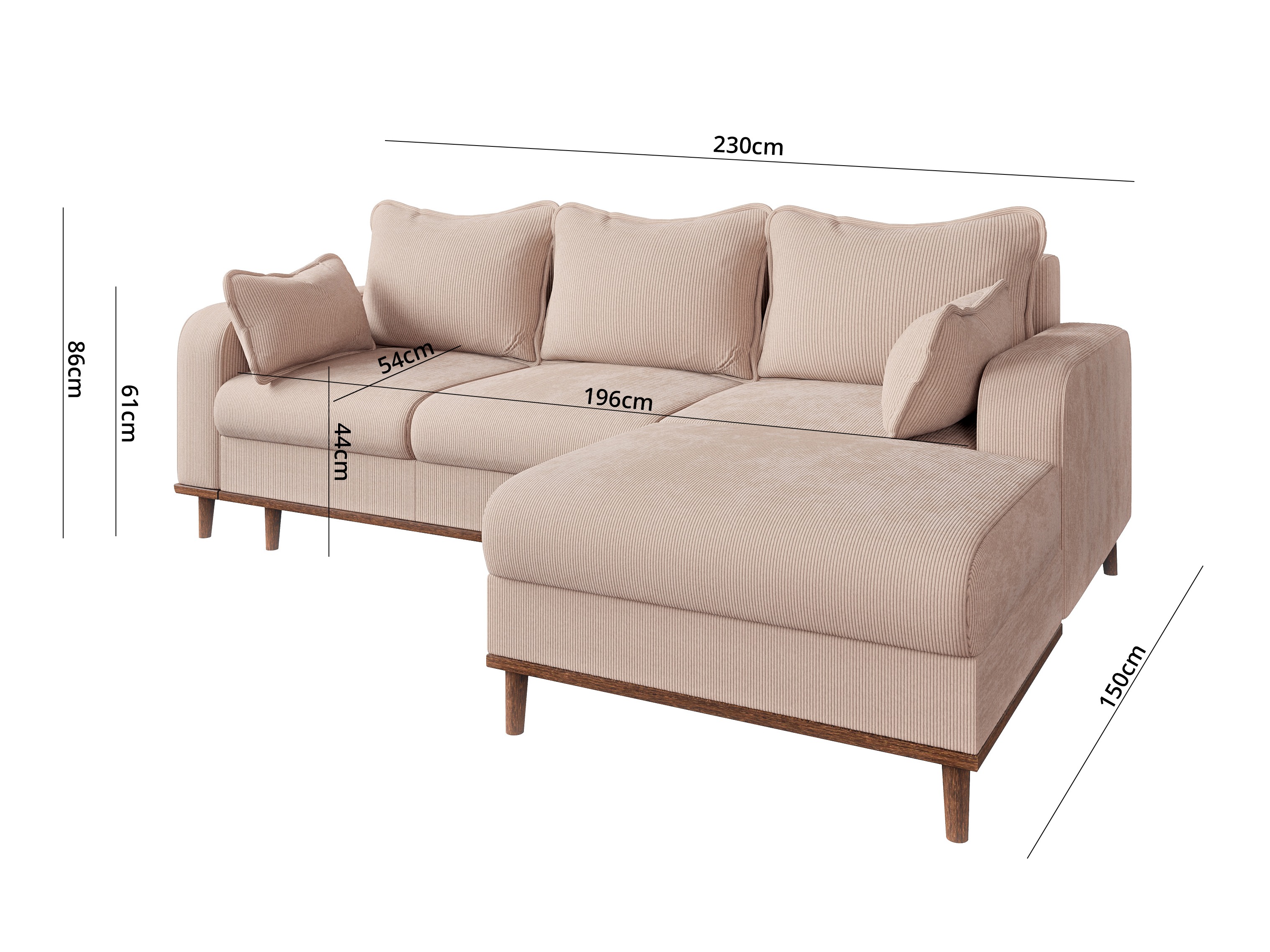 Corner sofa Rocklin 129 (Fjord 23)