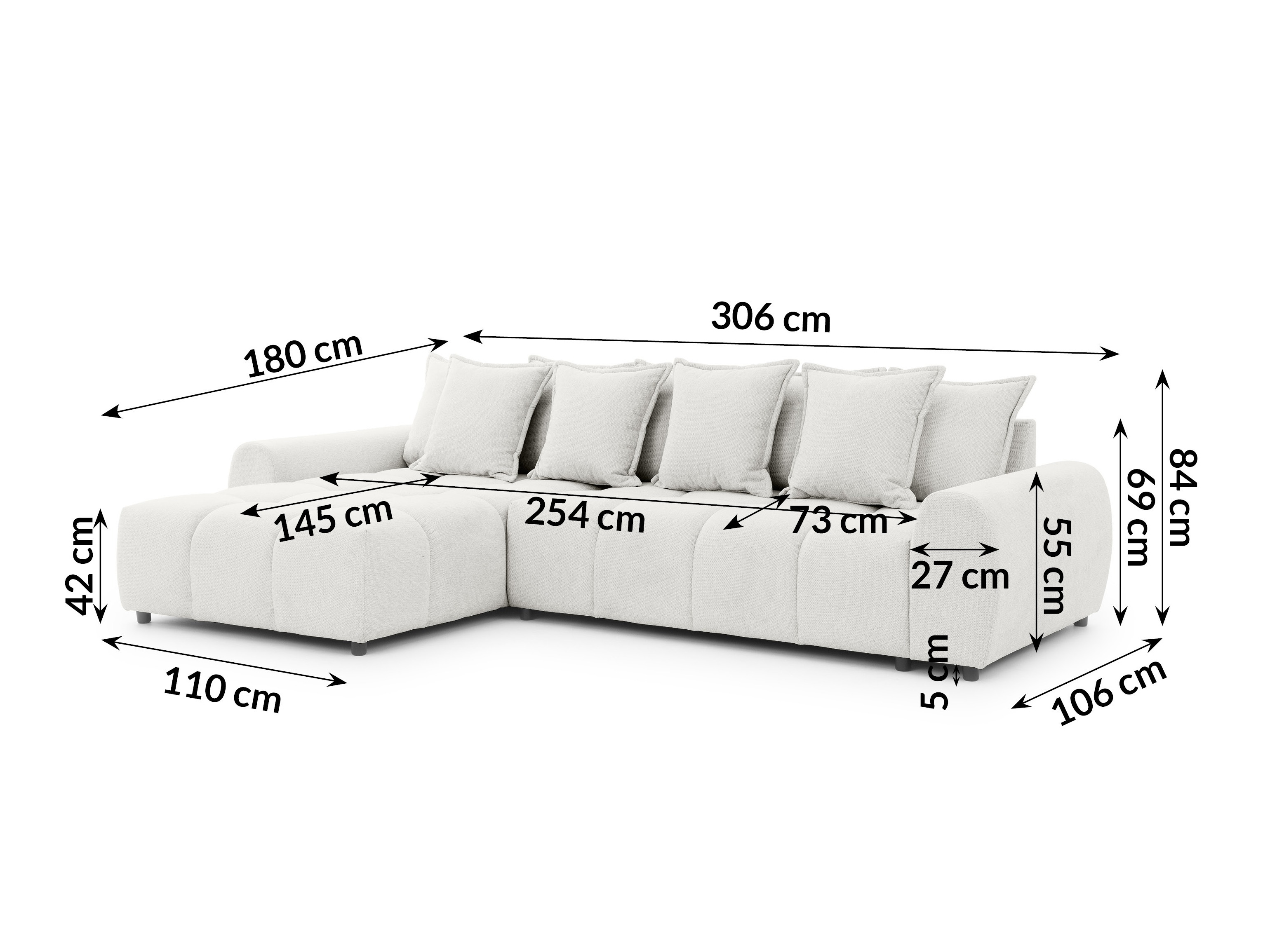 Corner sofa Rocklin 132 (Aragon 01)