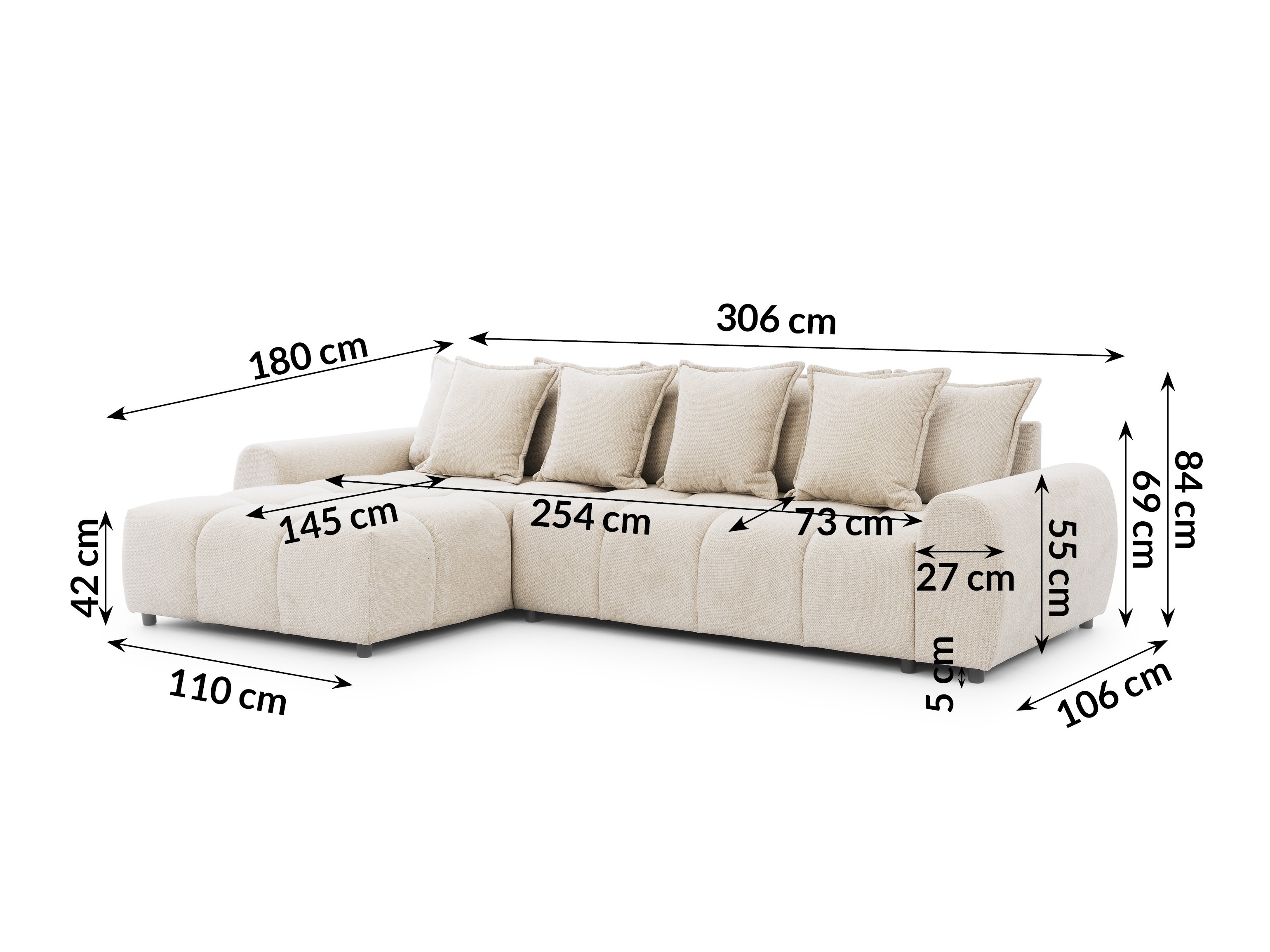 Corner sofa Rocklin 132 (Aragon 03)