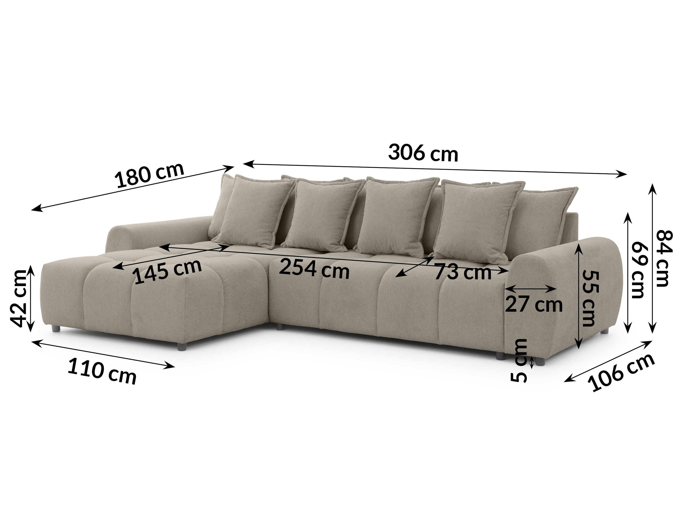 Corner sofa Rocklin 132 (Aragon 20)