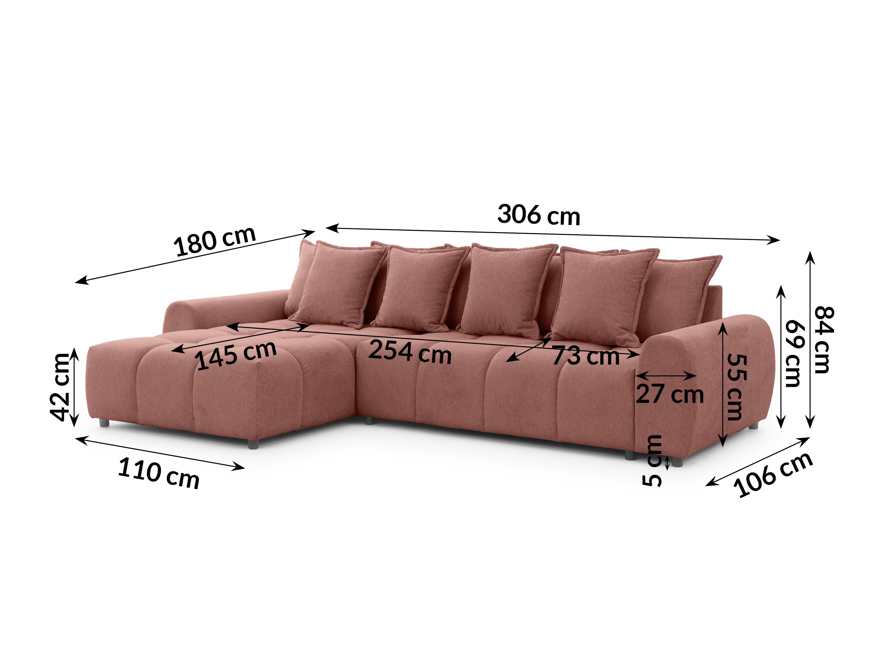 Corner sofa Rocklin 132 (Aragon 59)