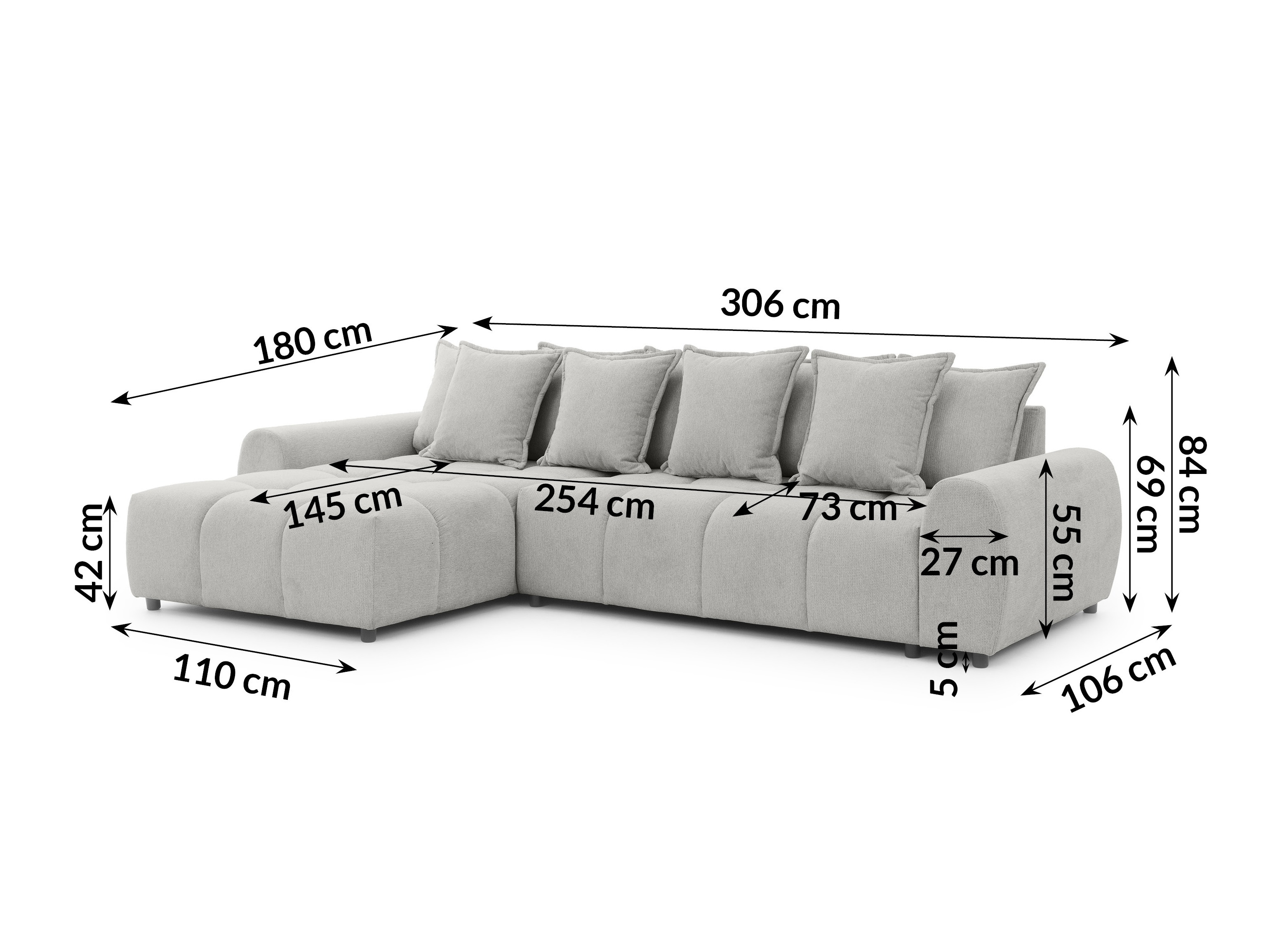 Corner sofa Rocklin 132 (Aragon 80)