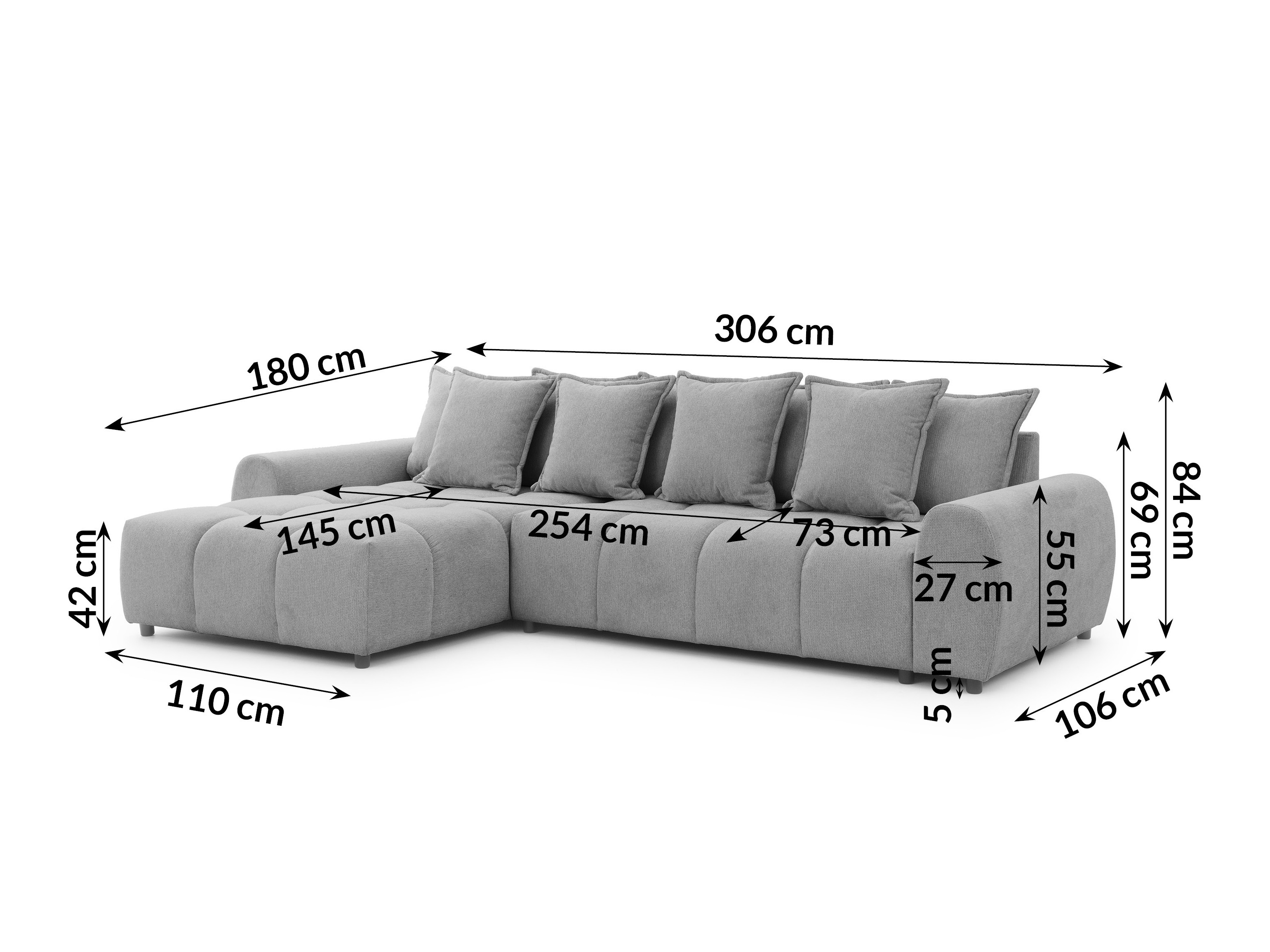 Corner sofa Rocklin 132 (Aragon 90)