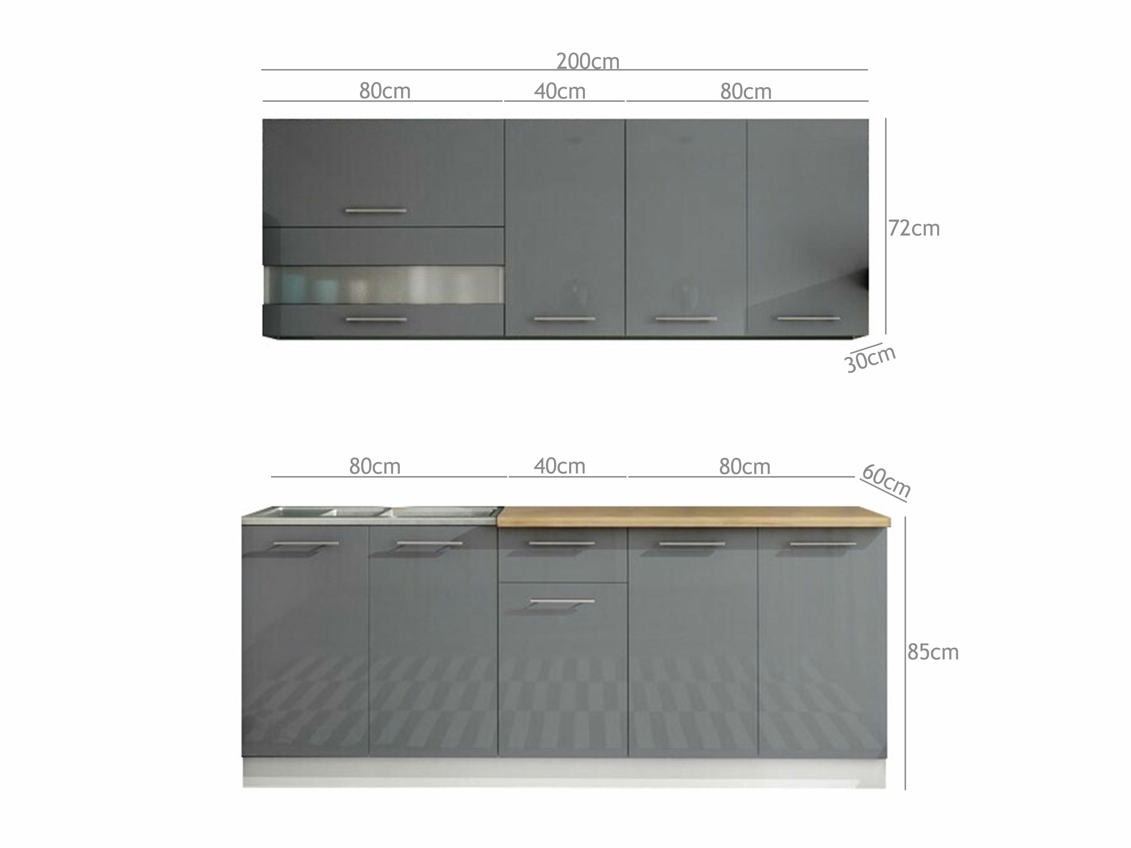 Modular kitchen set Tiffa Grey 102