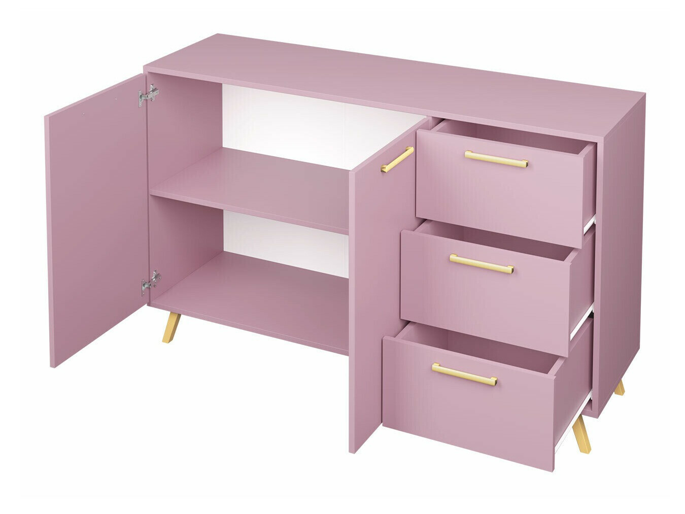 Chest of drawers Rosa (Purple + Golden)