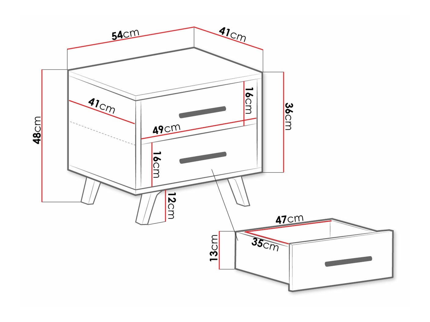 Bedside table Dortivu (Graphite)