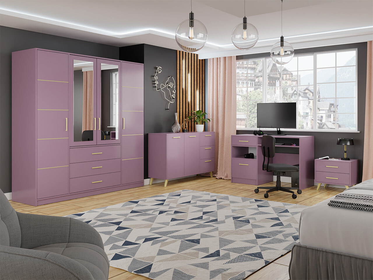 Desk Rosa (Purple + Golden)