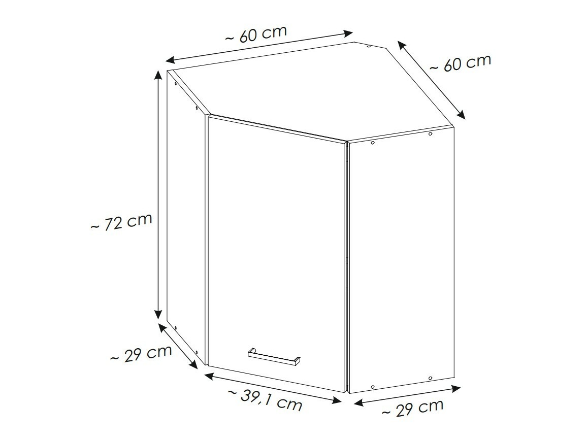 Modular wall-mounted corner cabinet Quti 119
