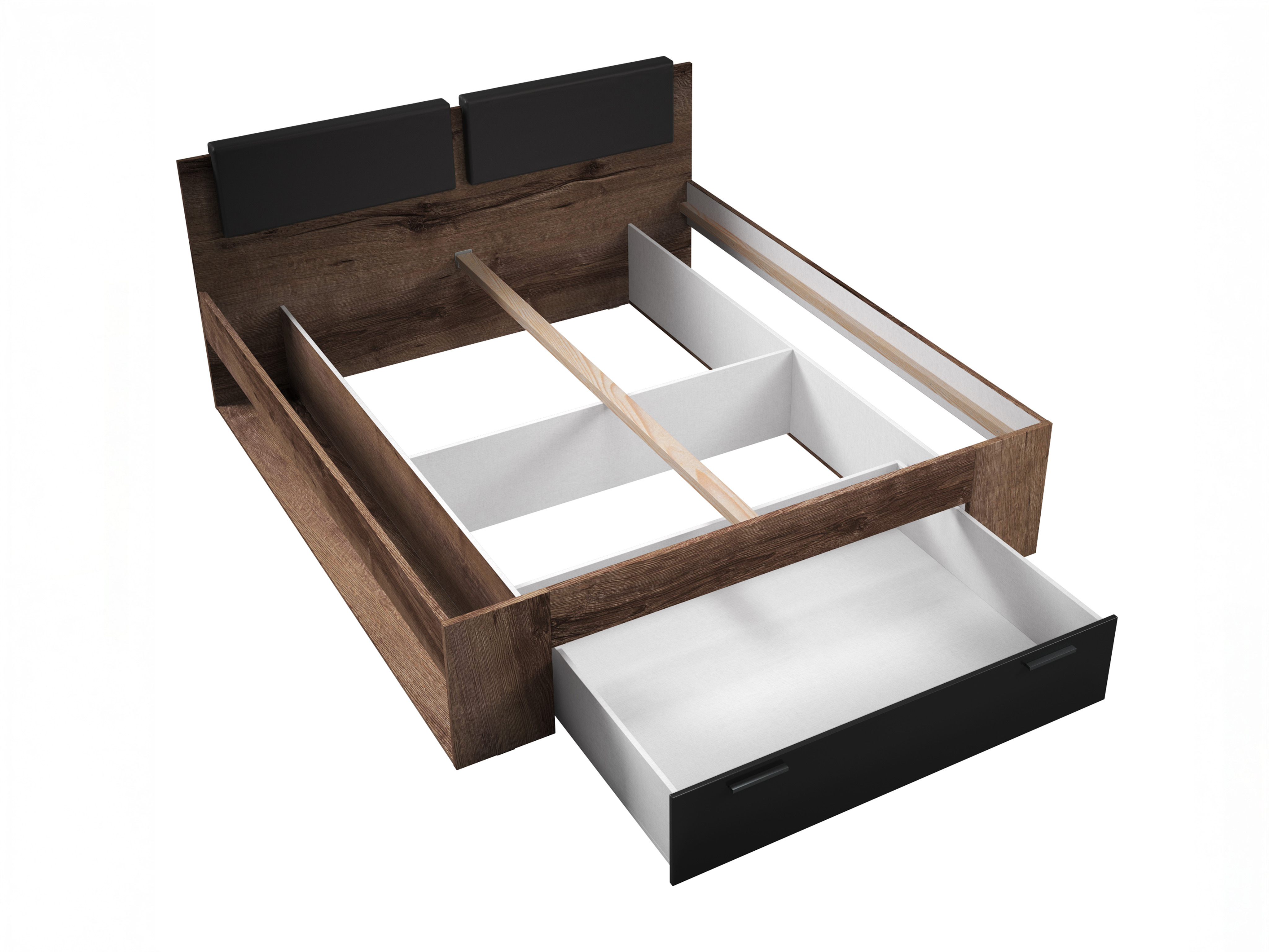 Bed Levruvu 106 (Monastery oak + Glossy black)