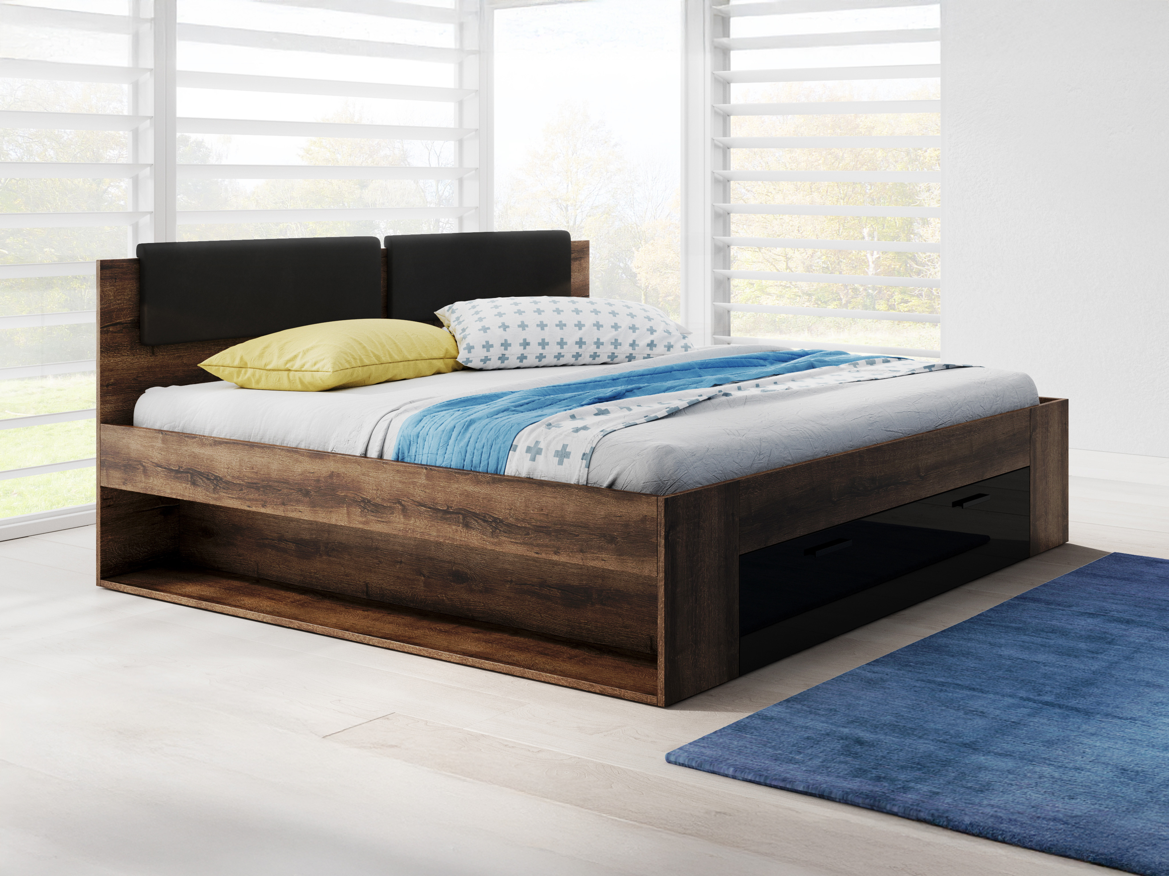 Bed Levruvu 106 (Monastery oak + Glossy black)