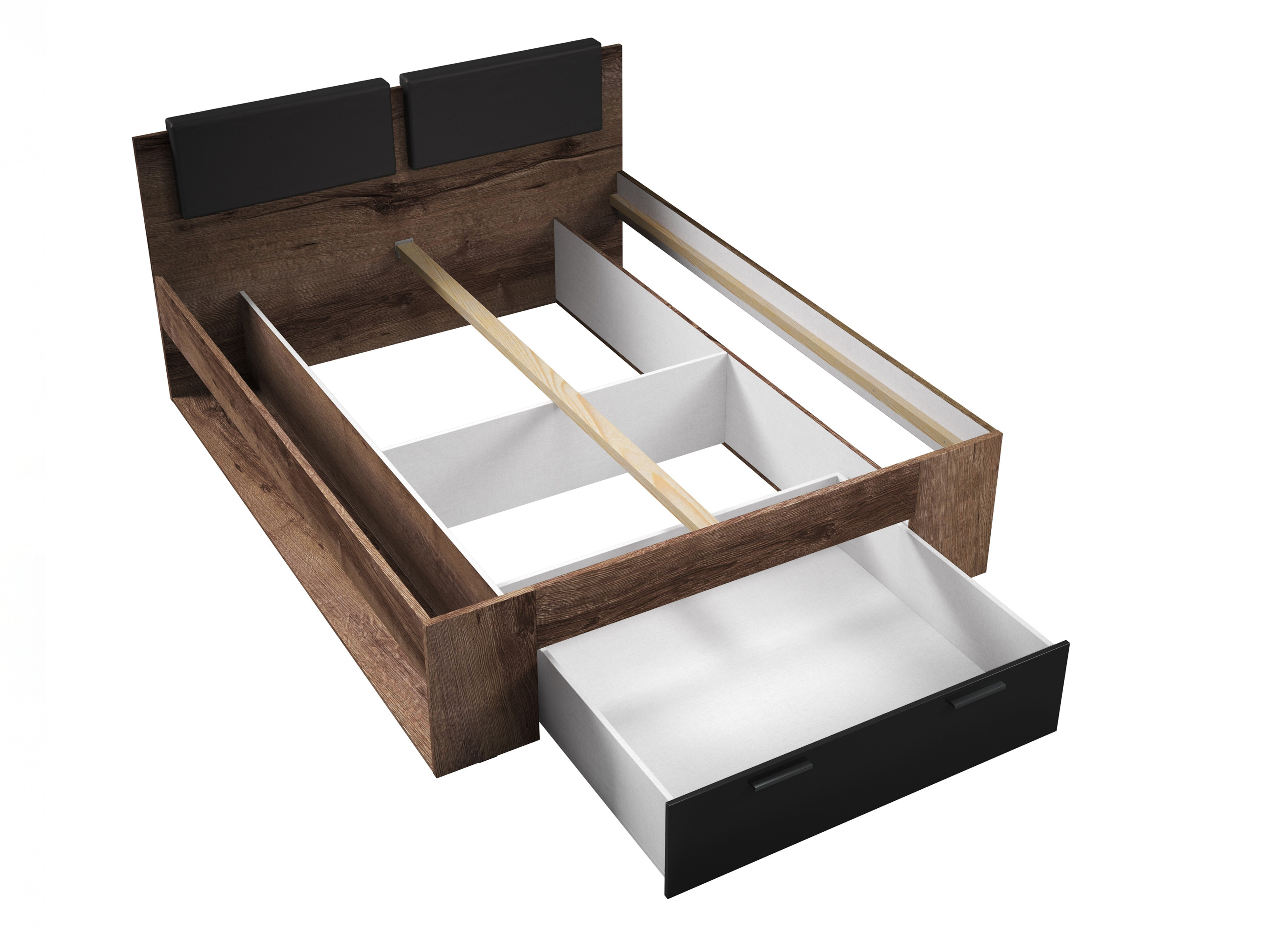 Bed Levruvu 106 (Monastery oak + Glossy black)