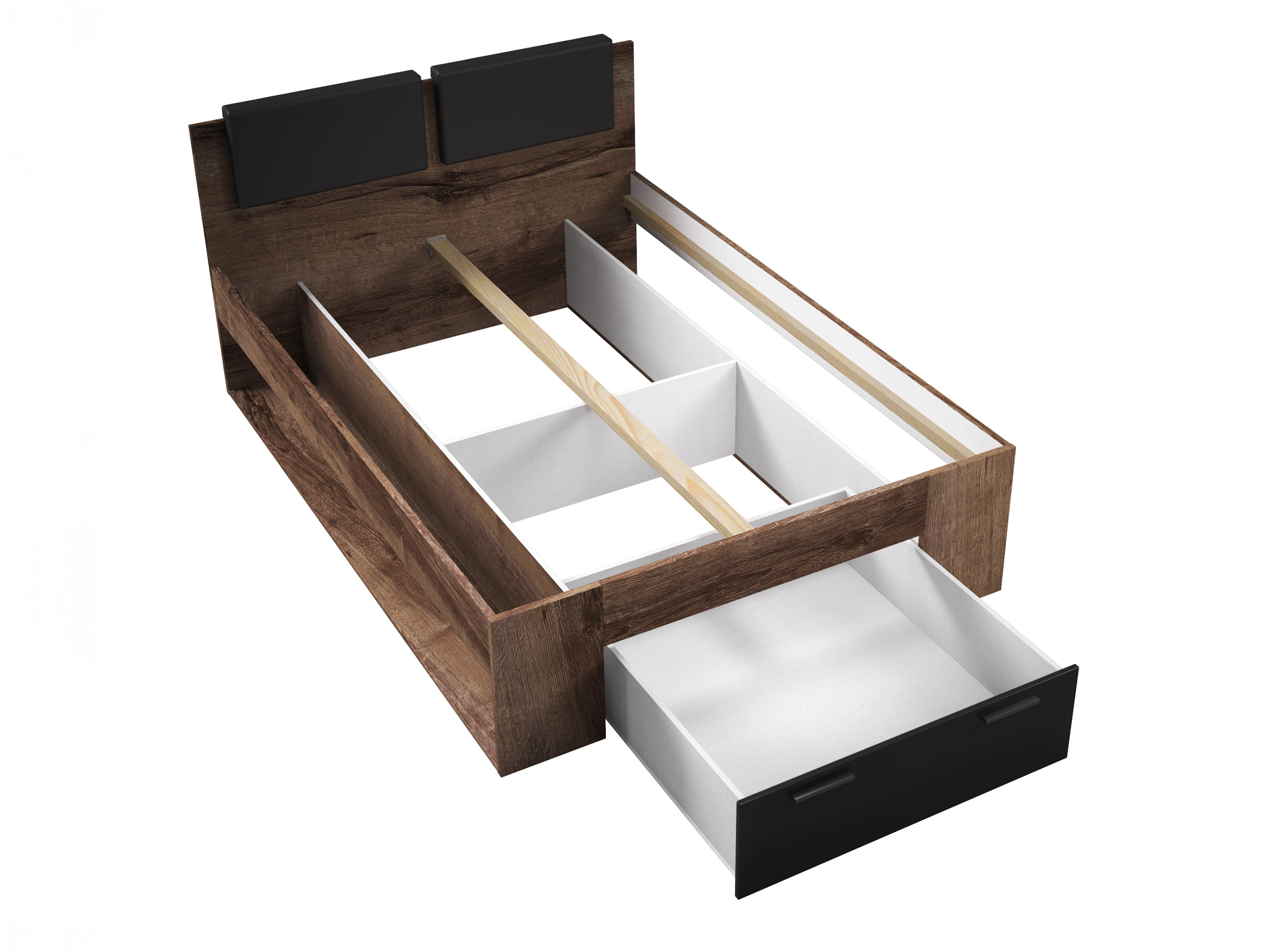 Bed Levruvu 106 (Monastery oak + Glossy black)
