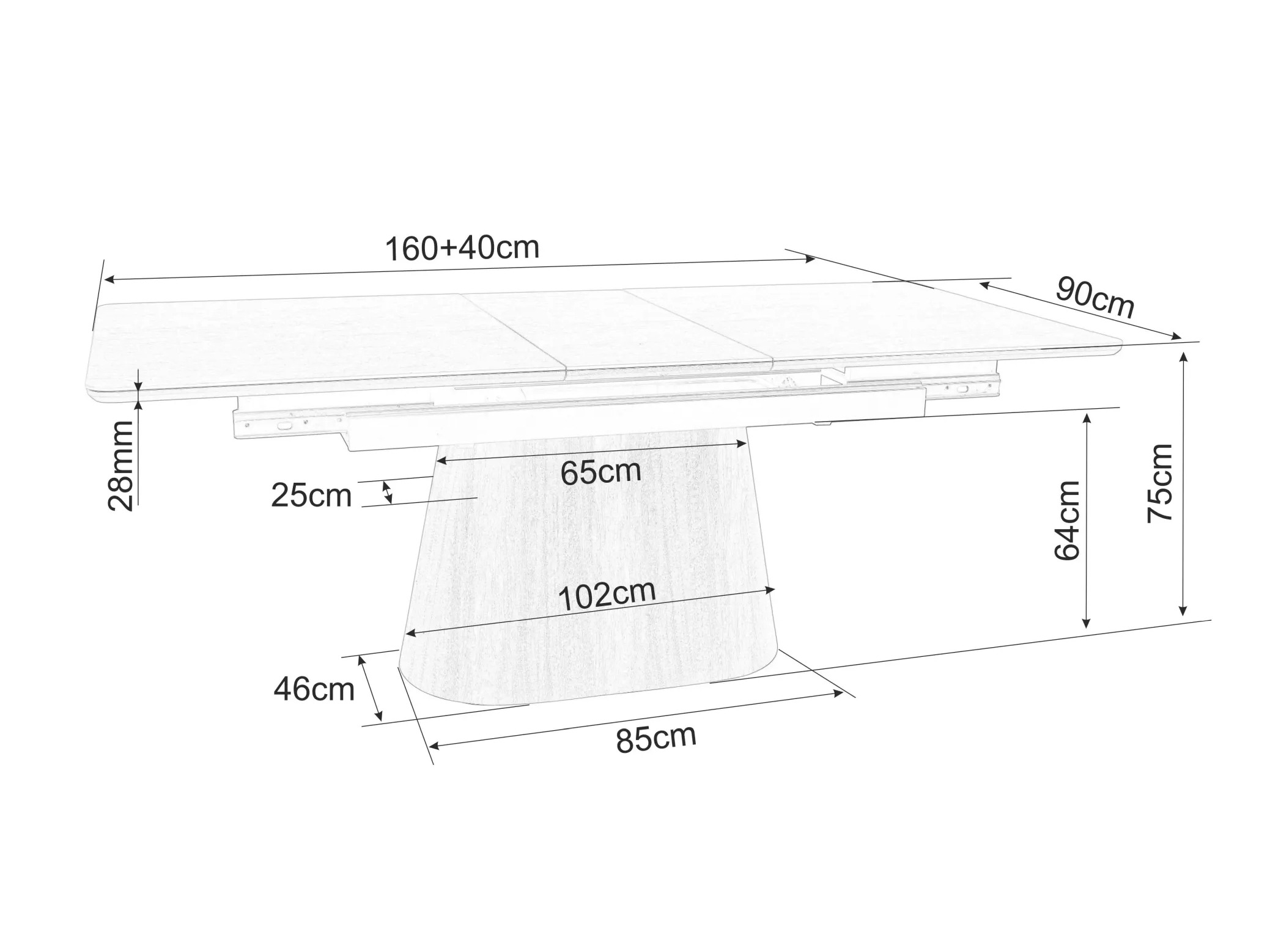 Table Detroit 932 (Black + Walnut)