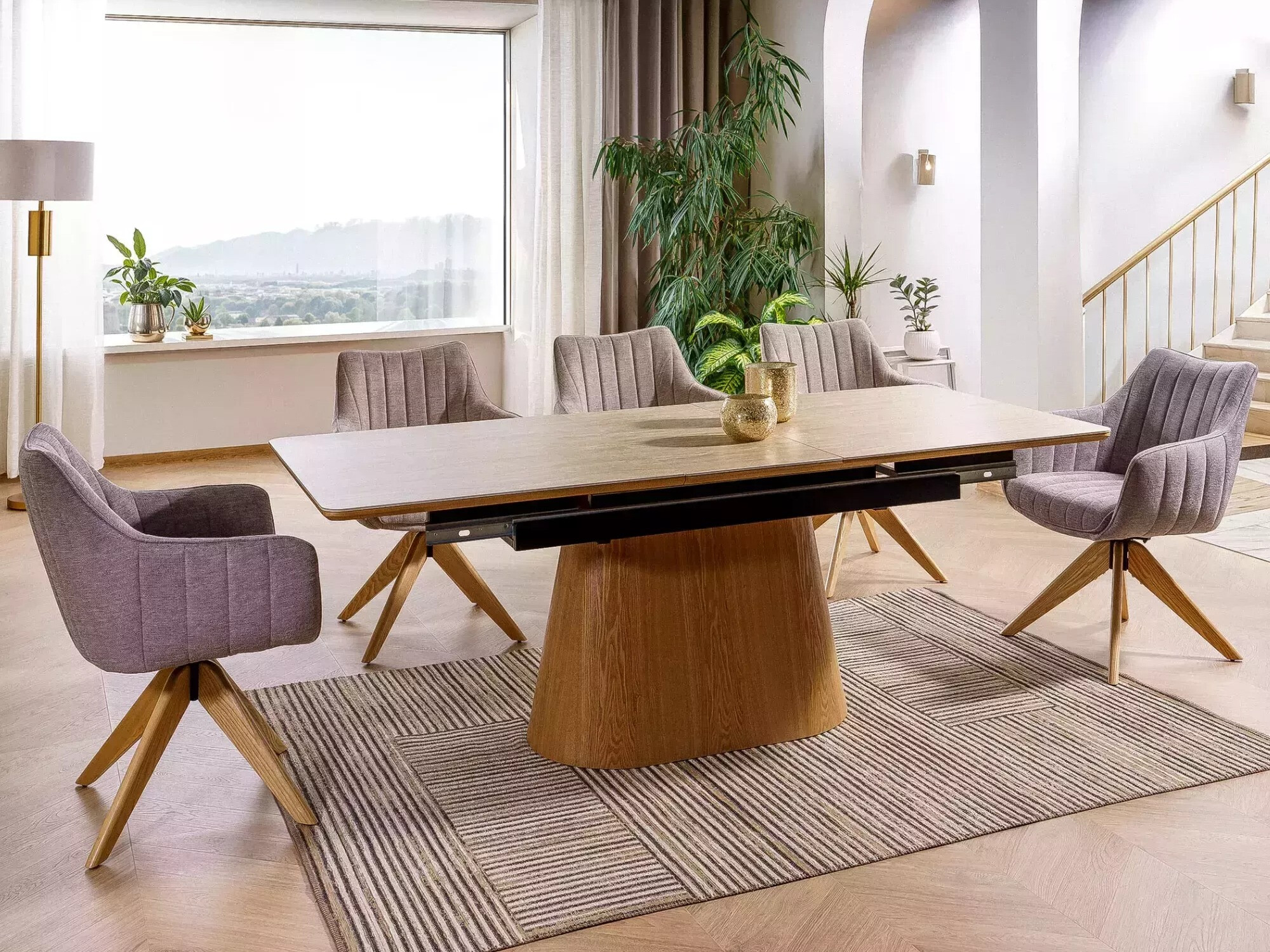 Table Detroit 932 (Light travertine + Oak)