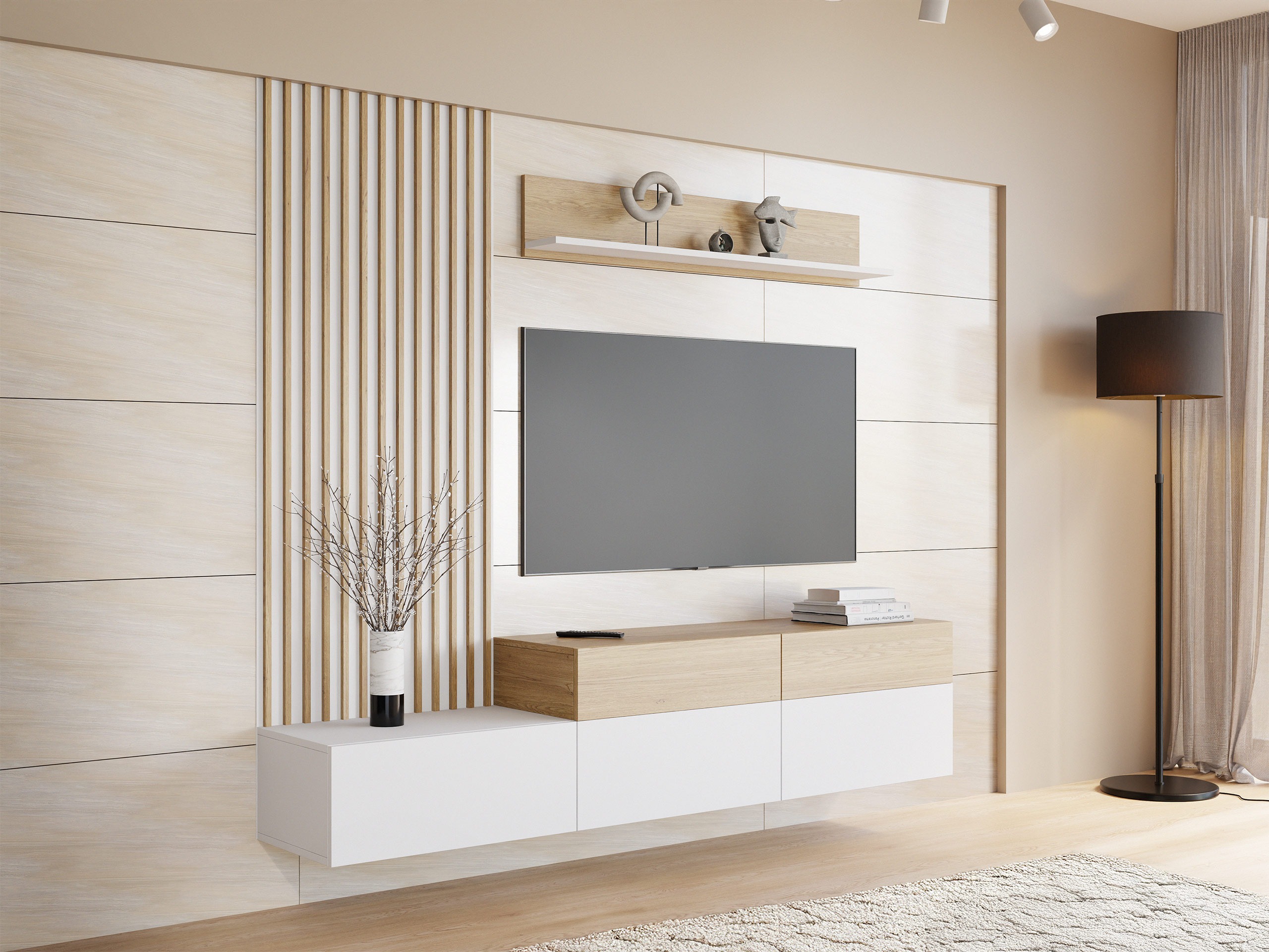 Living room set Comfivo 496 (White + Oak)