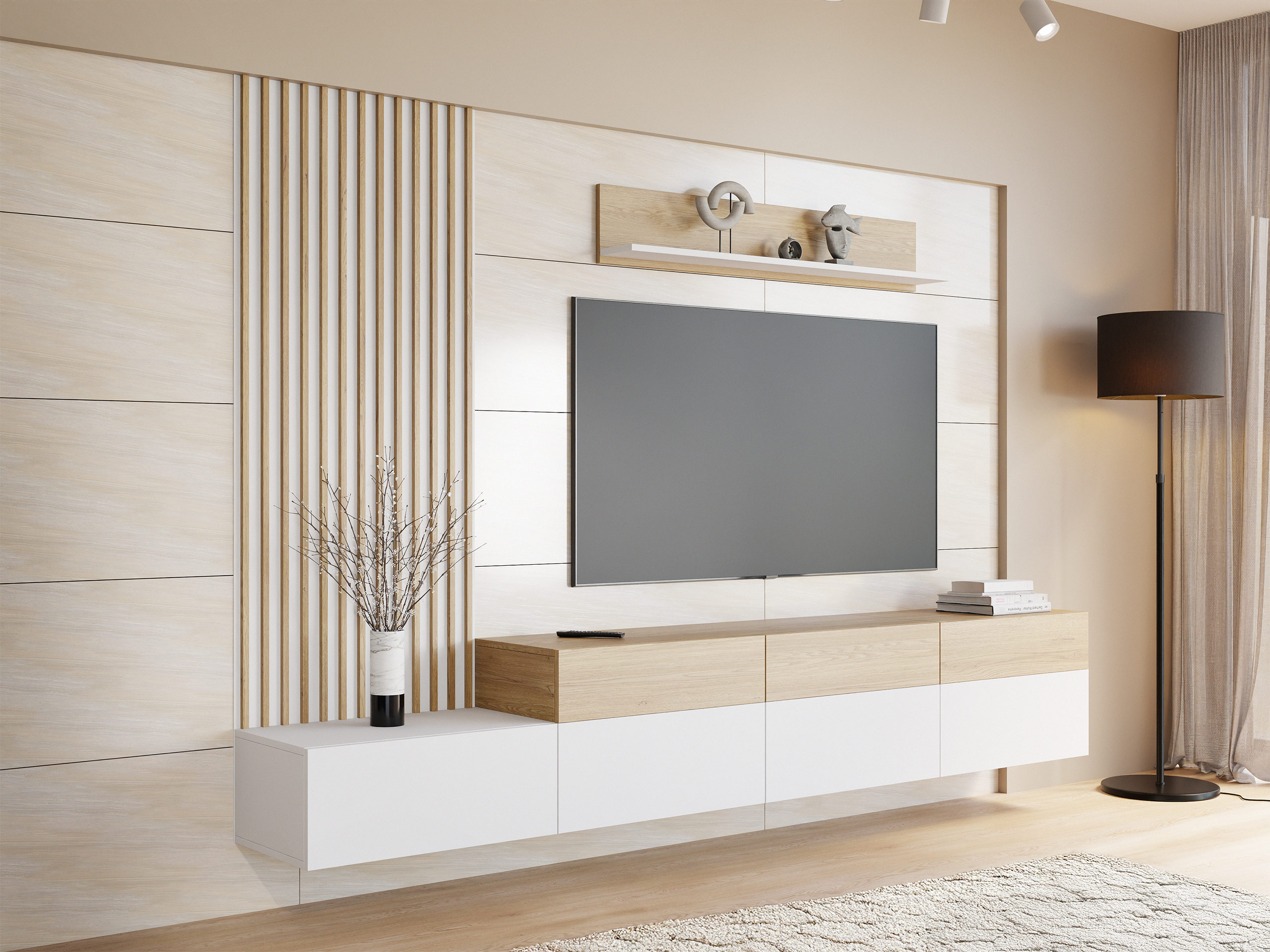 Living room set Comfivo 497 (White + Oak)