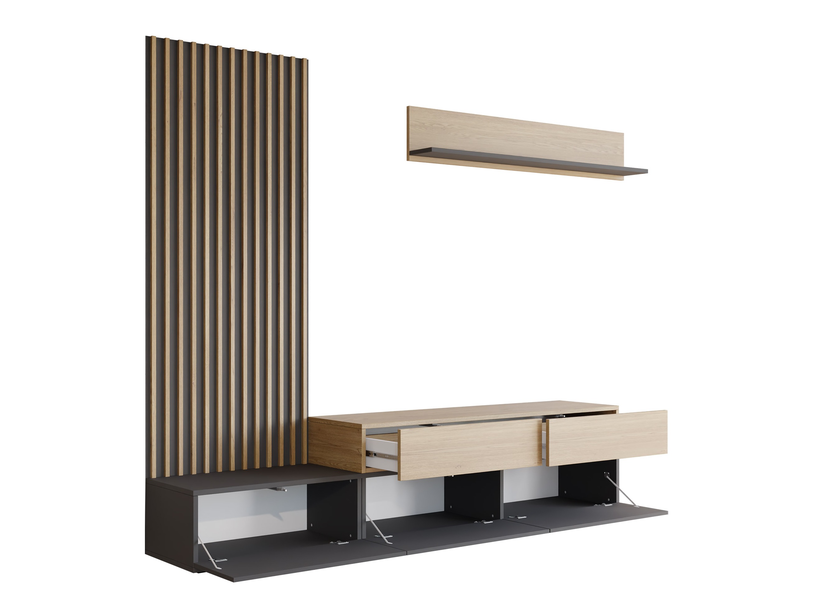 Living room set Comfivo Munium I (Graphite + Oak)