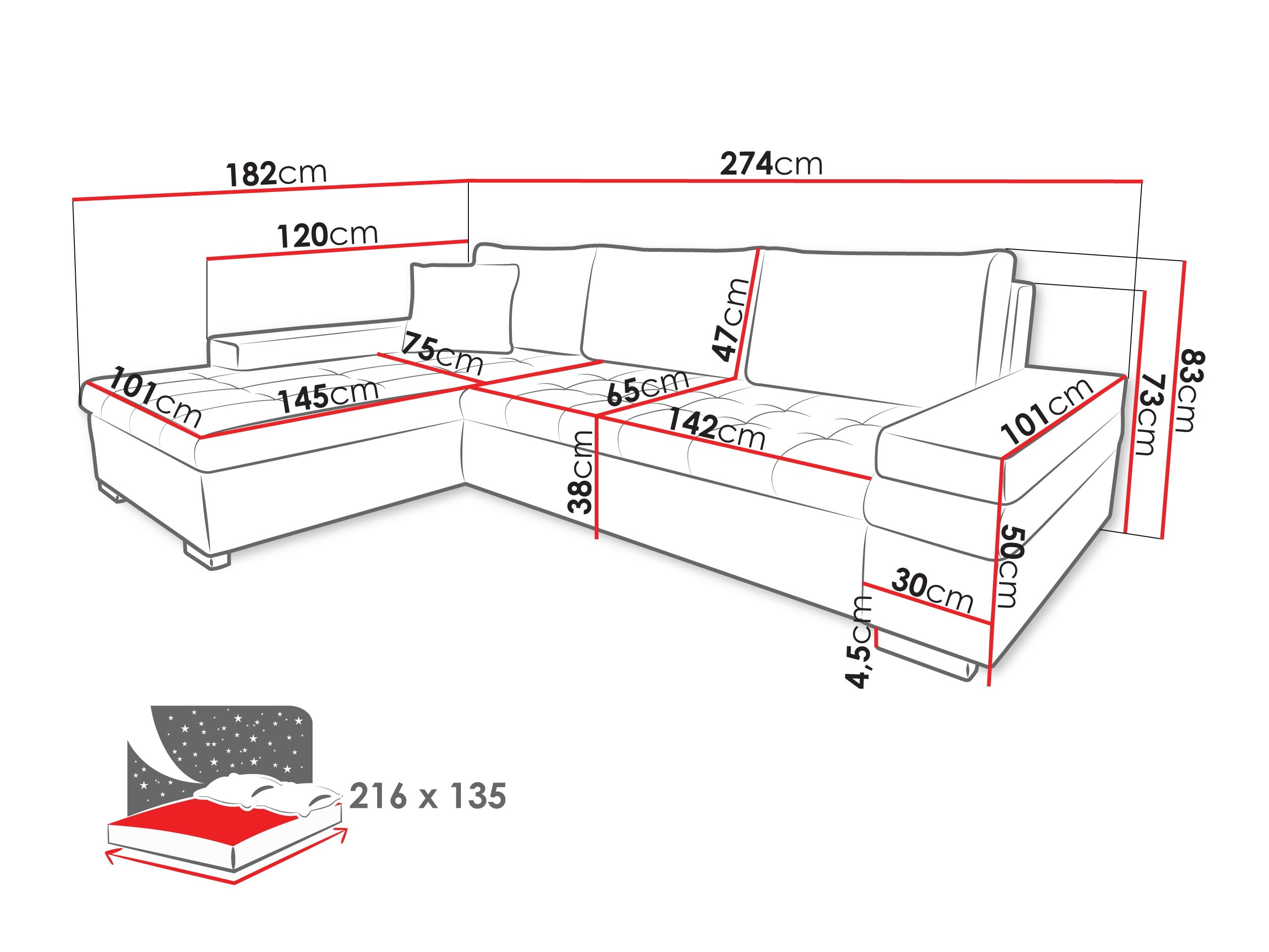 Corner sofa Comfivo Olivetum III (Piano 02 + Piano 05)