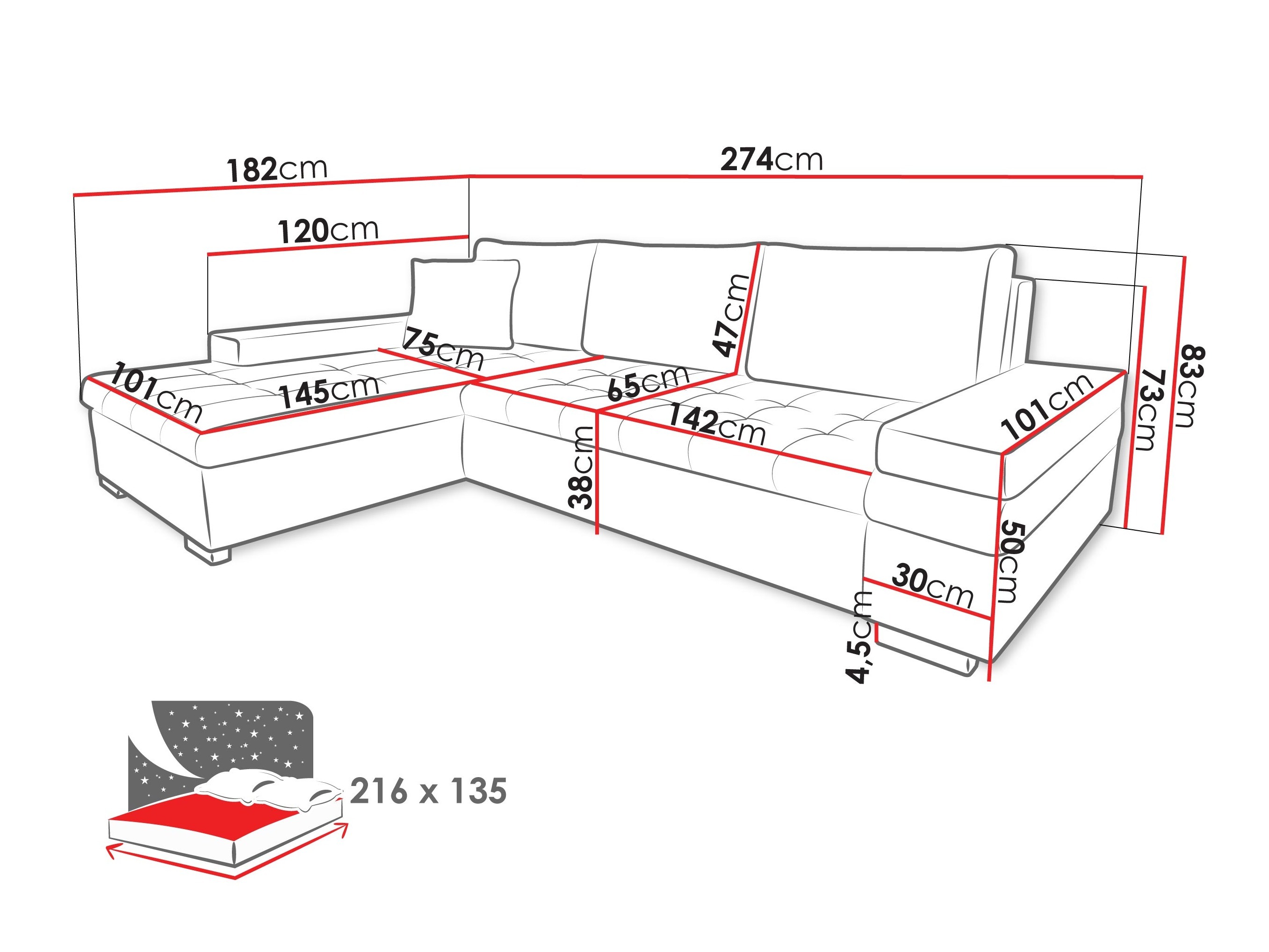 Corner sofa Comfivo Olivetum III (Piano 26 + Piano 13)