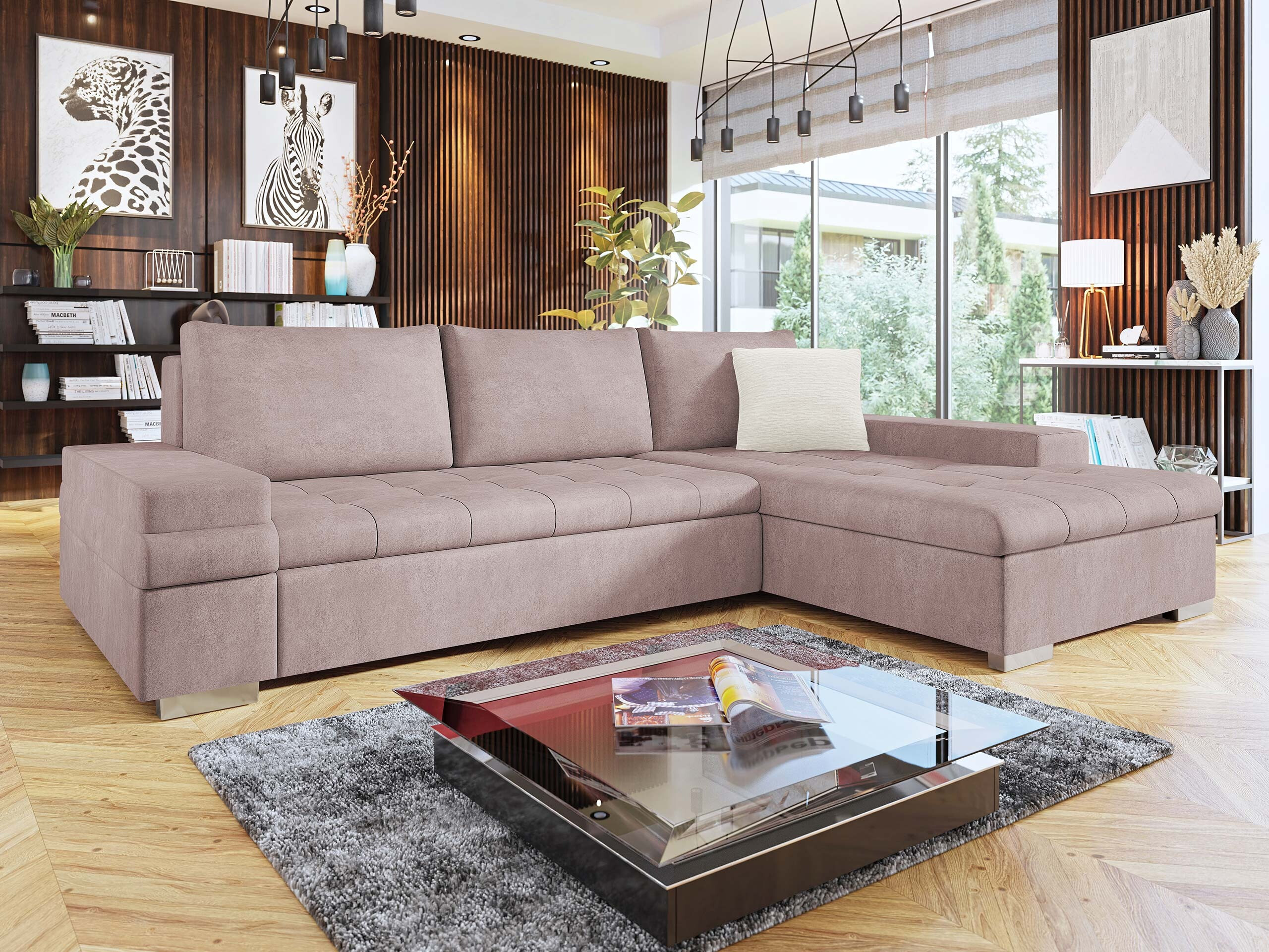 Corner sofa Comfivo Olivetum III (Zoya 03 + Mokka 03)